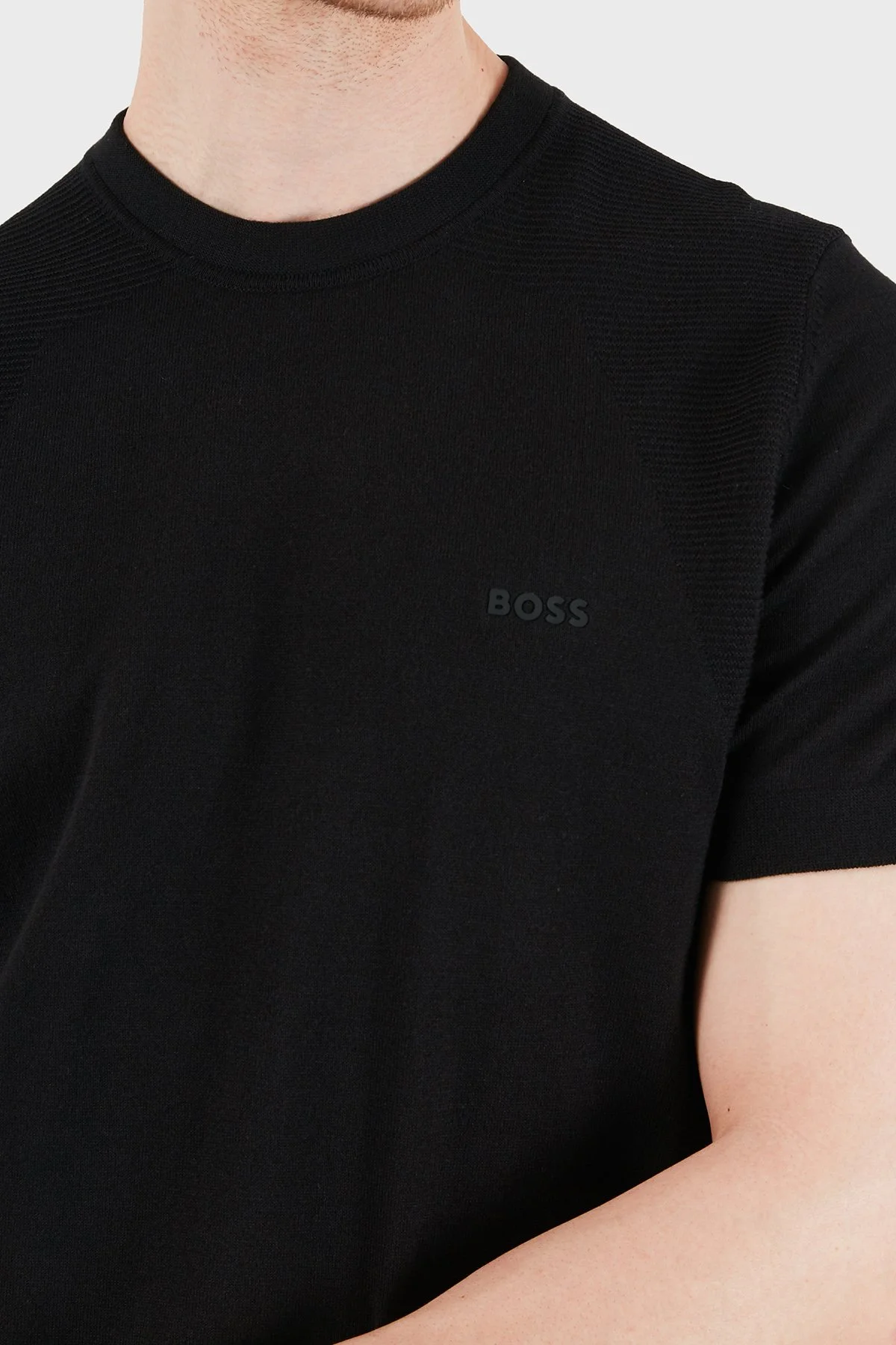 Boss Logolu Pamuklu Regular Fit Bisiklet Yaka Erkek T Shirt 50558347 001 SİYAH - 6
