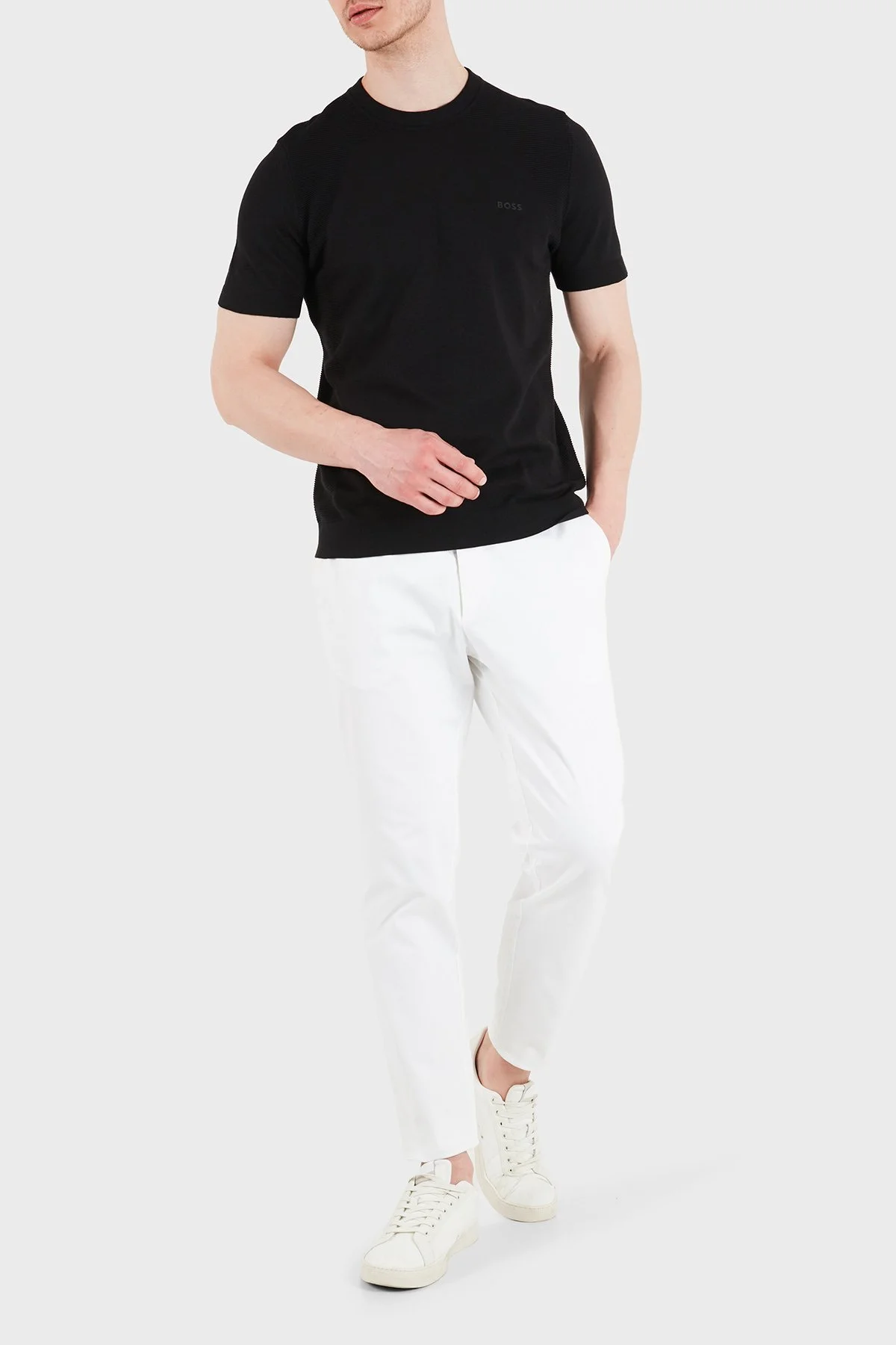 Boss Logolu Pamuklu Regular Fit Bisiklet Yaka Erkek T Shirt 50558347 001 SİYAH - 2