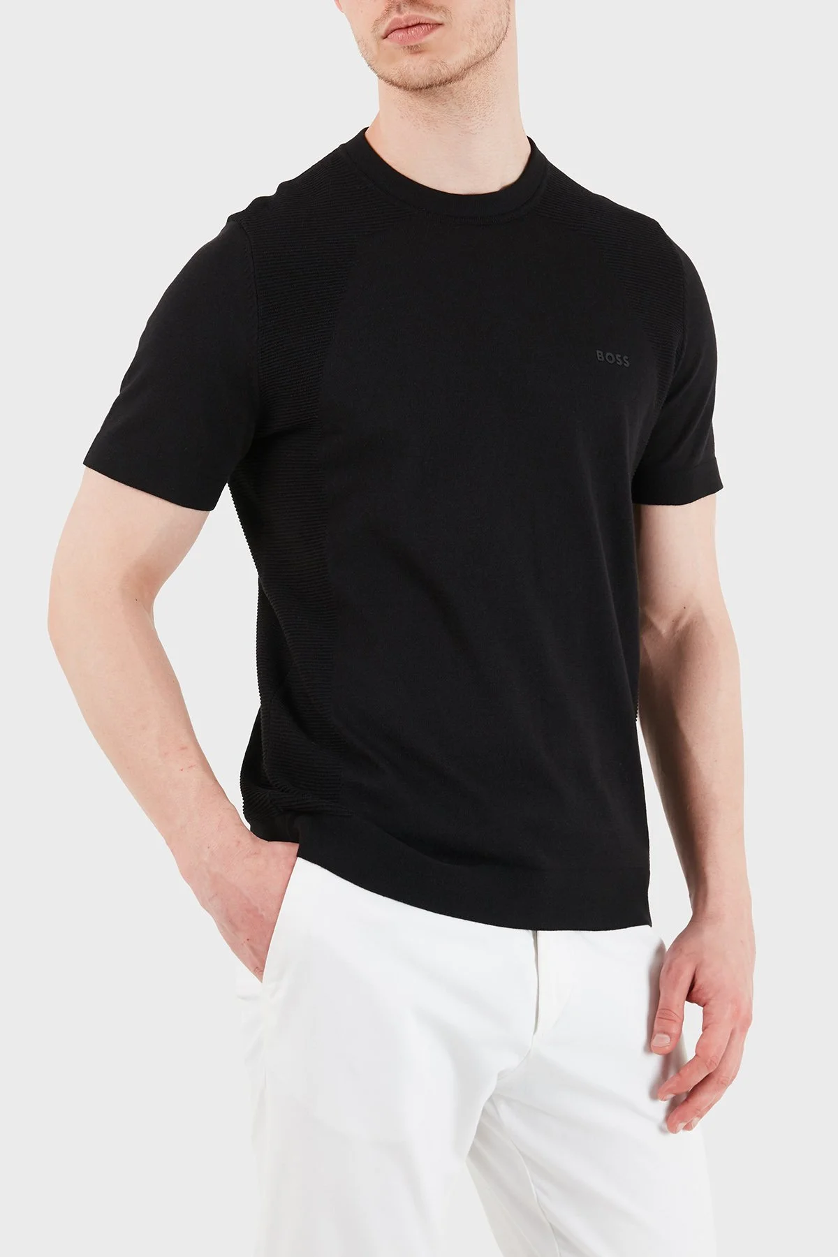 Boss Logolu Pamuklu Regular Fit Bisiklet Yaka Erkek T Shirt 50558347 001 SİYAH - 5