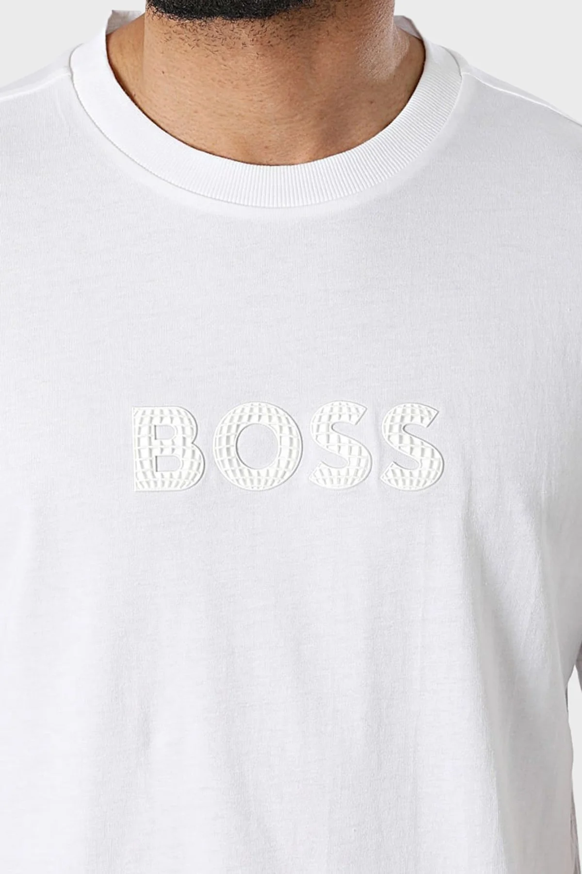 Boss Logolu Pamuklu Regular Fit Bisiklet Yaka Erkek T Shirt 50559361 100 BEYAZ - 4