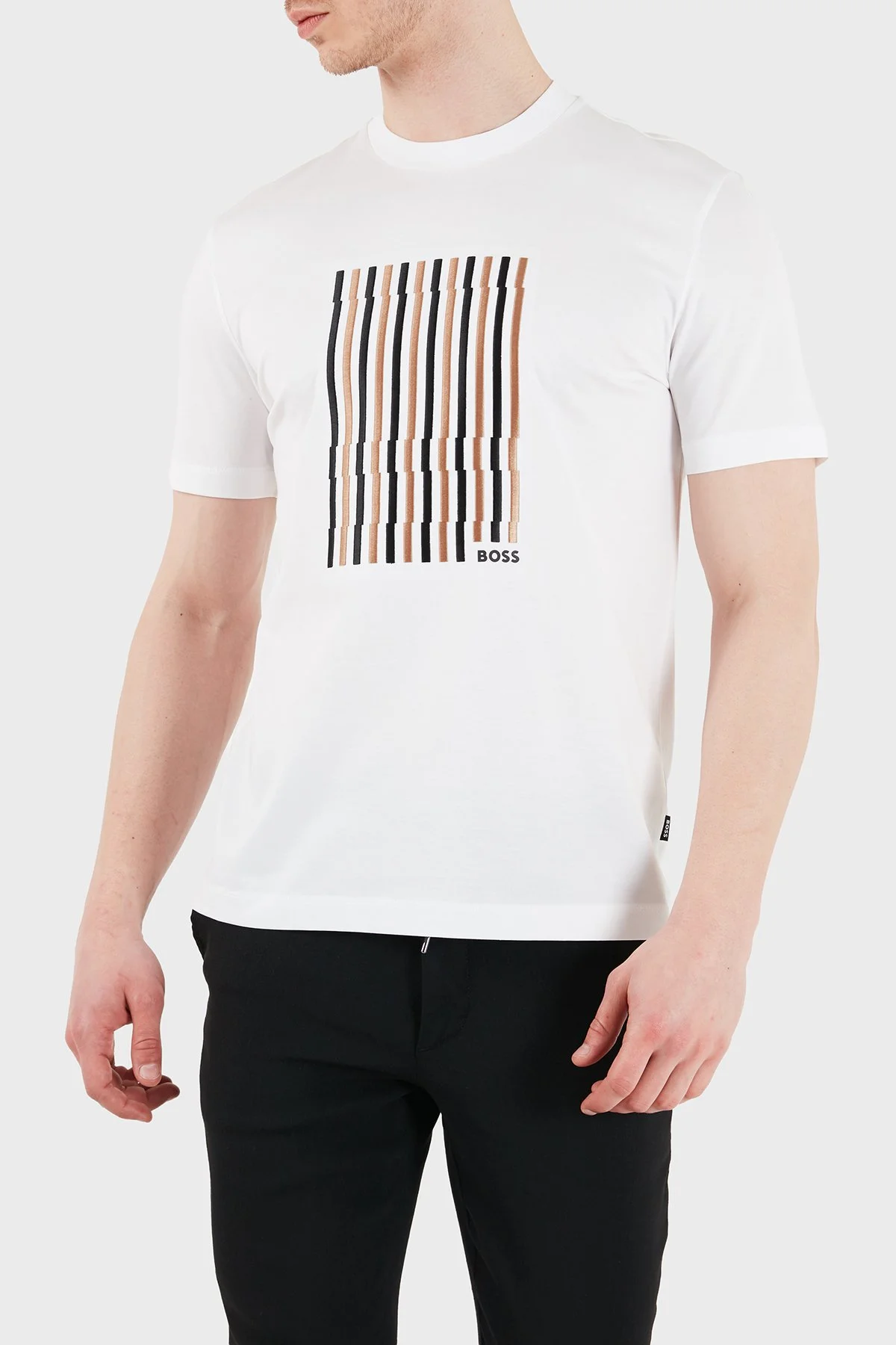 Boss Logolu Pamuklu Regular Fit Bisiklet Yaka Erkek T Shirt 50560466 100 BEYAZ - 1