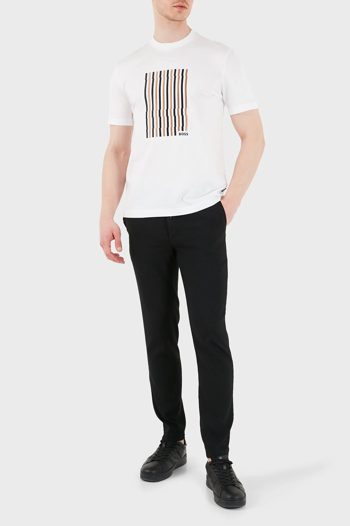 Boss Logolu Pamuklu Regular Fit Bisiklet Yaka Erkek T Shirt 50560466 100 BEYAZ - 2