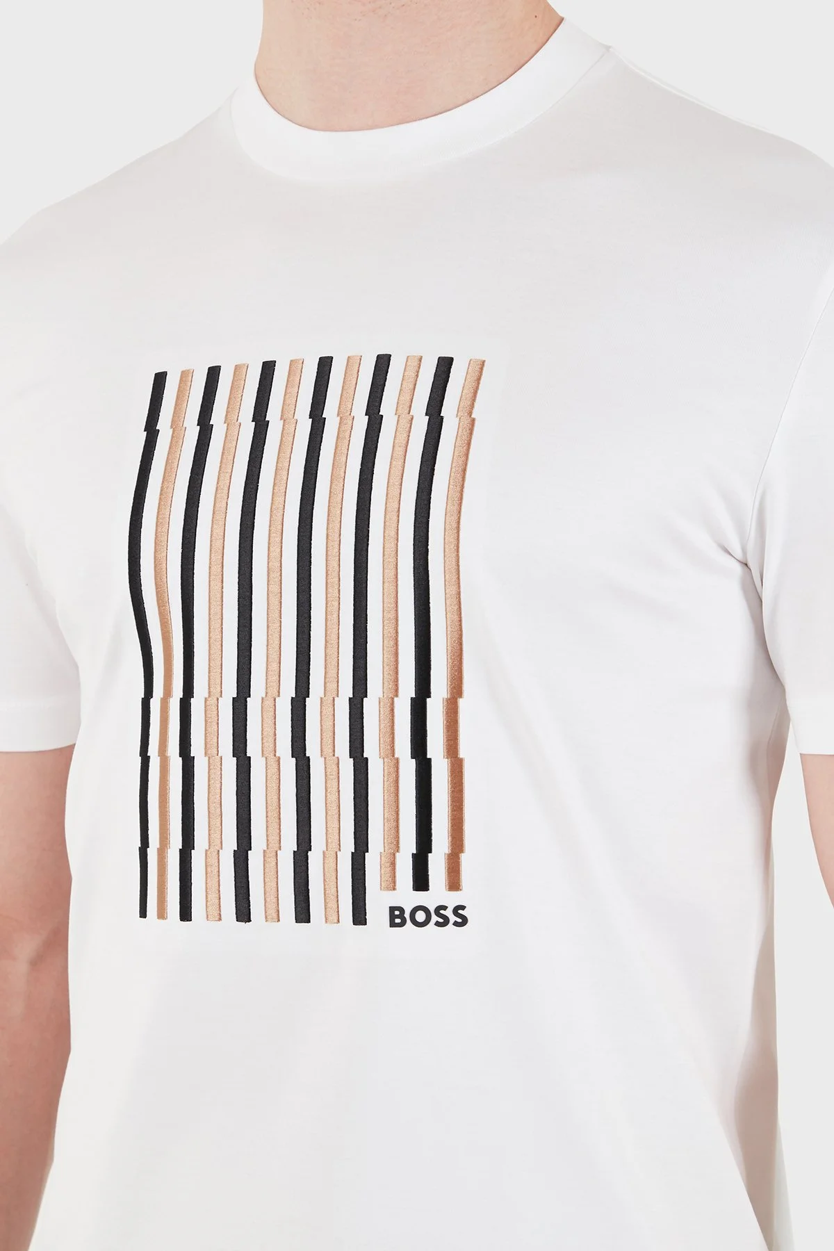 Boss Logolu Pamuklu Regular Fit Bisiklet Yaka Erkek T Shirt 50560466 100 BEYAZ - 6