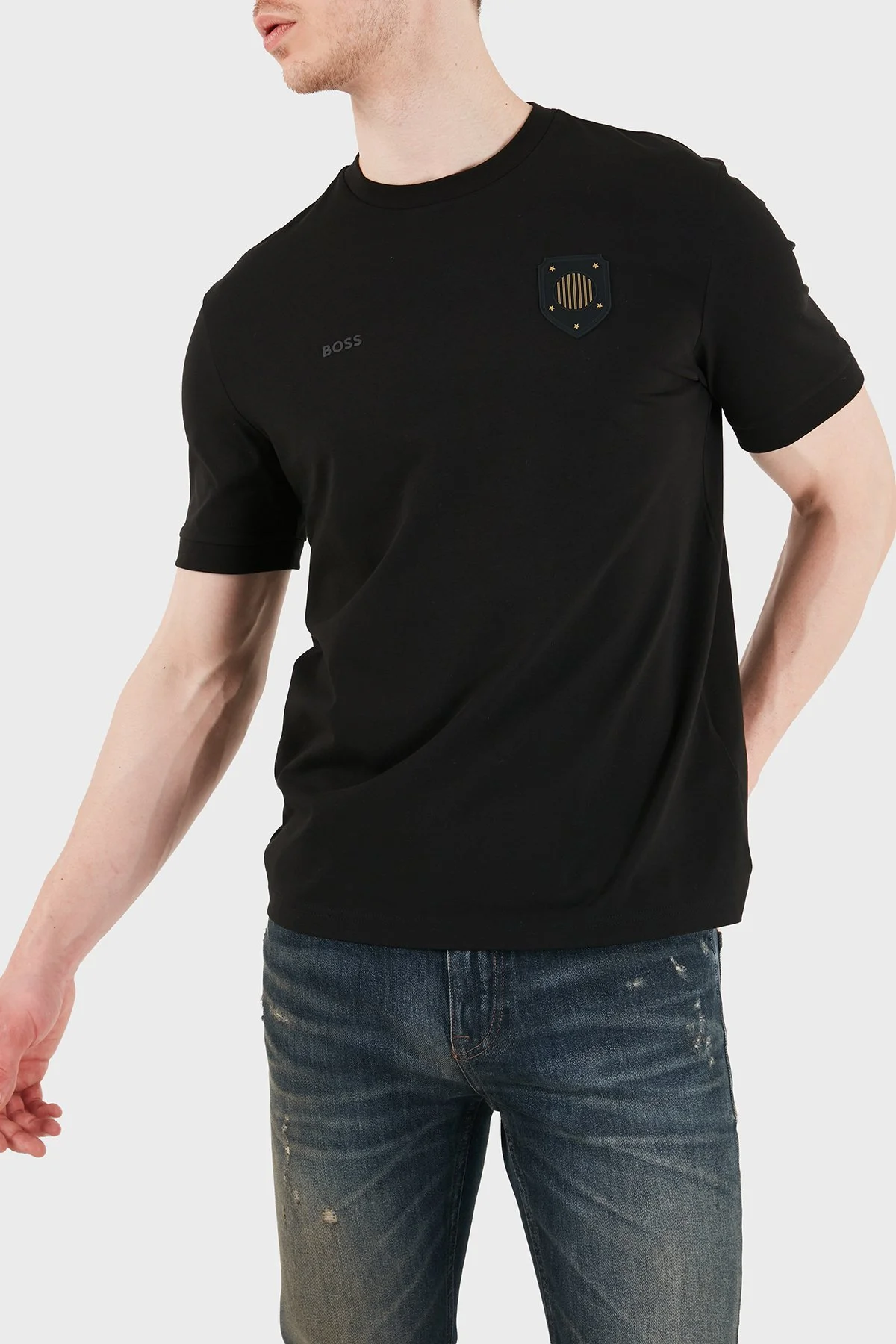Boss Logolu Pamuklu Regular Fit Bisiklet Yaka Erkek T Shirt 50562134 001 SİYAH - 4