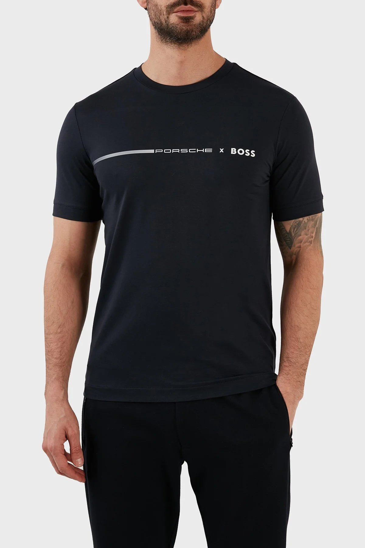 Boss Logolu Pamuklu Regular Fit Bisiklet Yaka Merserize Erkek T Shirt 50492425 404 LACİVERT - 1