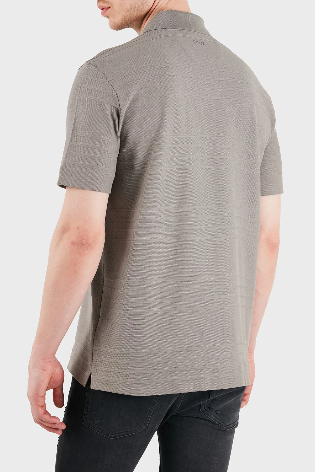 Boss Logolu Pamuklu Regular Fit Düğmeli Erkek Polo 50556174 077 GRİ - 3