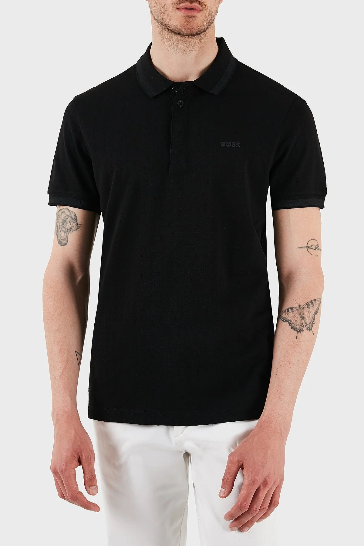 Boss Logolu Pamuklu Regular Fit Düğmeli Erkek Polo Yaka T Shirt 50538160 001 SİYAH - 1