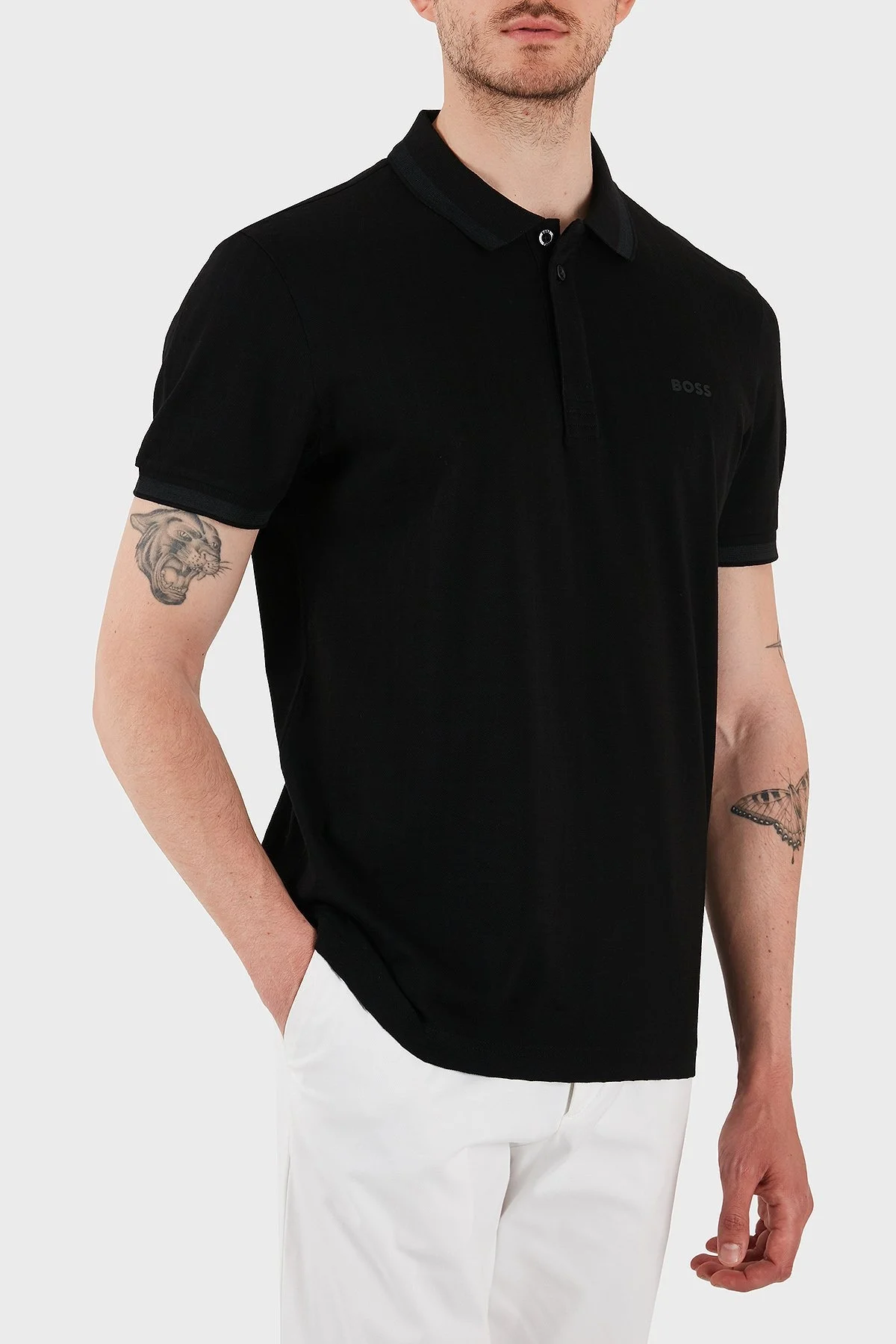 Boss Logolu Pamuklu Regular Fit Düğmeli Erkek Polo Yaka T Shirt 50538160 001 SİYAH - 4