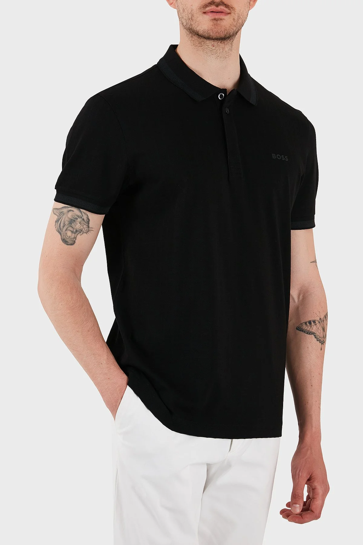 Boss Logolu Pamuklu Regular Fit Düğmeli Erkek Polo Yaka T Shirt 50538160 001 SİYAH - 4
