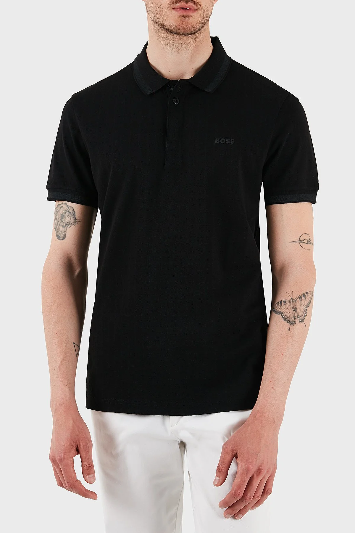 Boss Logolu Pamuklu Regular Fit Düğmeli Erkek Polo Yaka T Shirt 50538160 001 SİYAH - 1