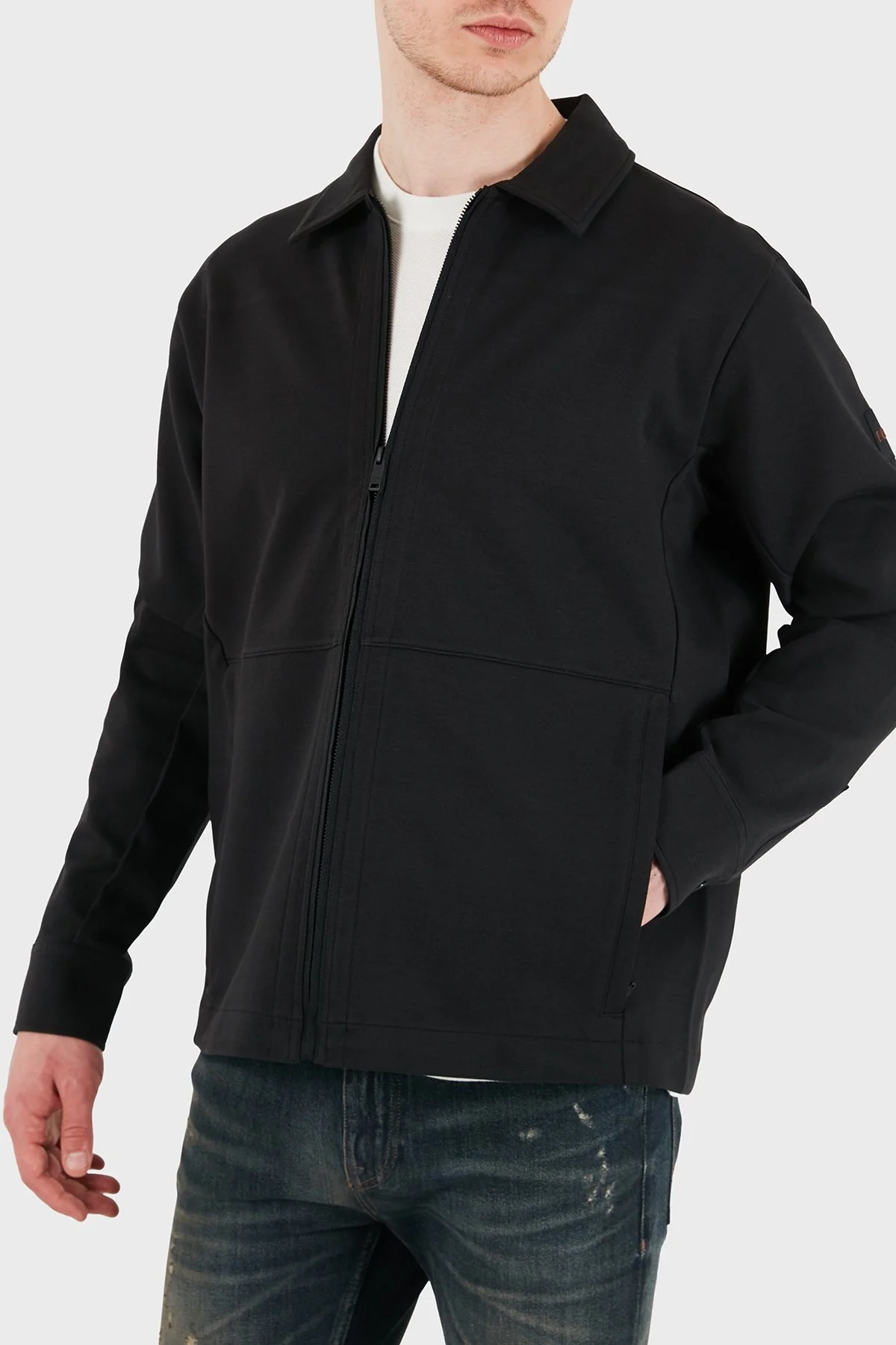 Boss Logolu Pamuklu Regular Fit Klasik Yaka Fermuarlı Erkek Sweat 50554869 001 SİYAH - 4