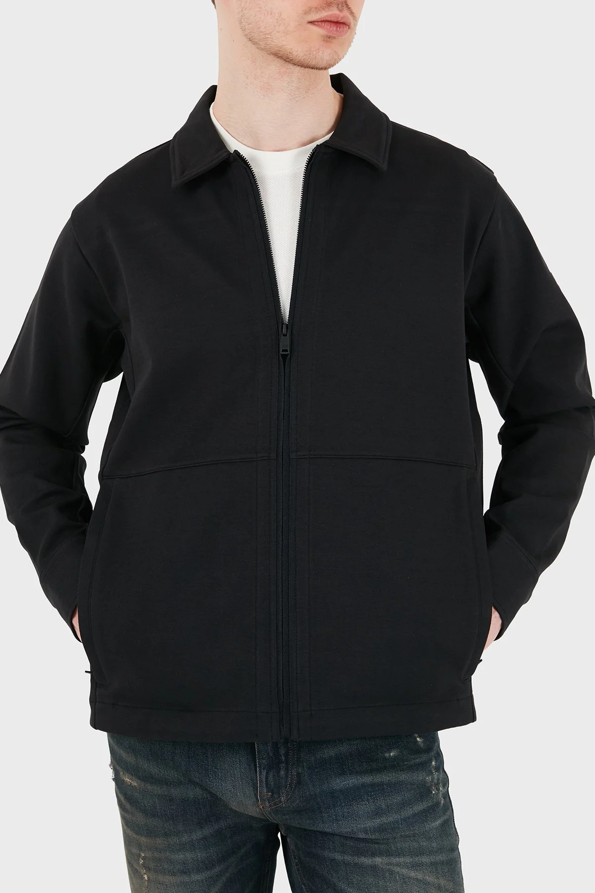 Boss Logolu Pamuklu Regular Fit Klasik Yaka Fermuarlı Erkek Sweat 50554869 001 SİYAH - 5