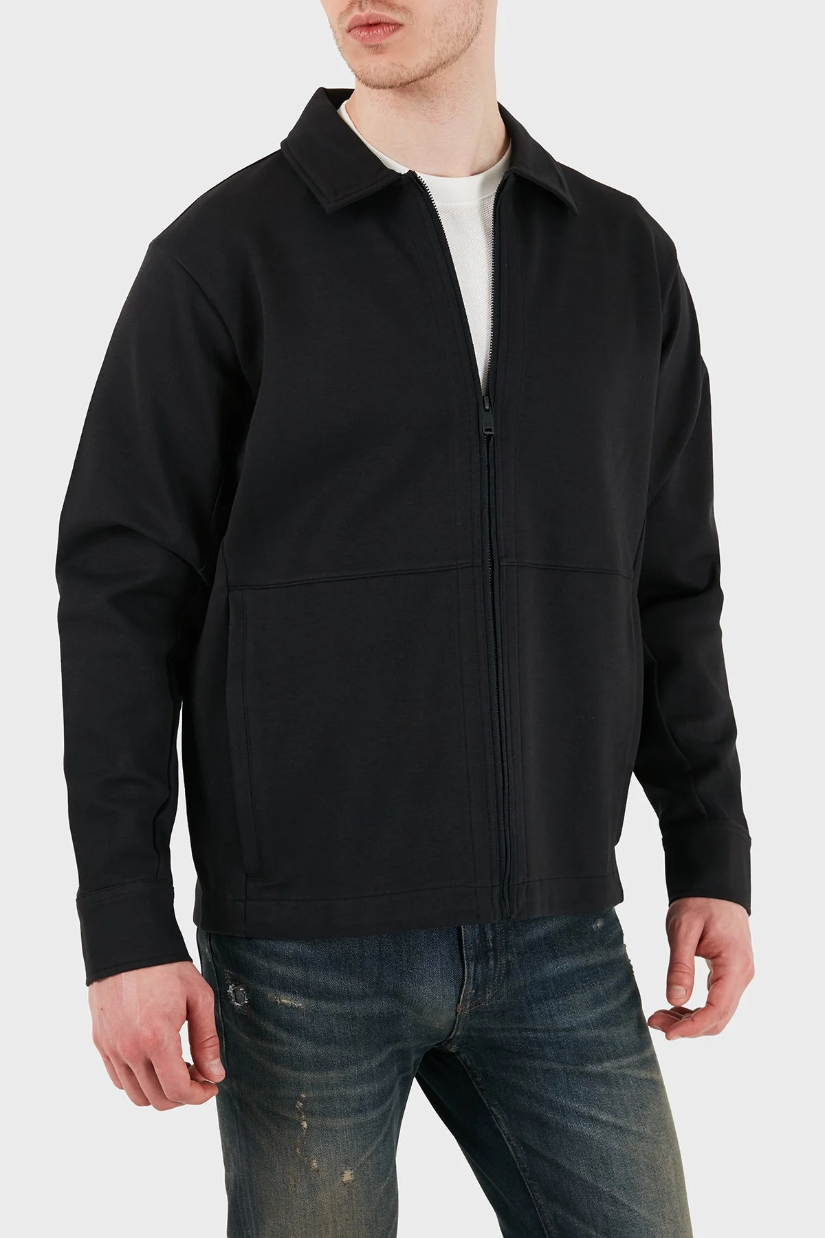 Boss Logolu Pamuklu Regular Fit Klasik Yaka Fermuarlı Erkek Sweat 50554869 001 SİYAH - 6
