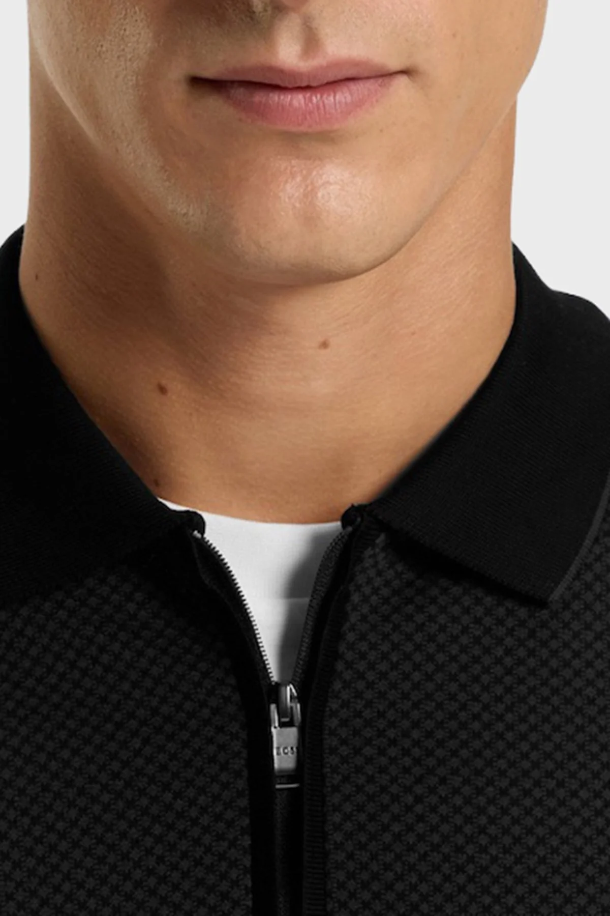 Boss Logolu Pamuklu Regular Fit Yarım Fermuarlı Erkek Polo Yaka Kazak 50549583 001 SİYAH - 4