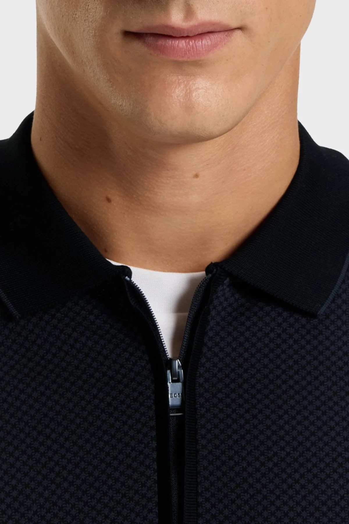 Boss Logolu Pamuklu Regular Fit Yarım Fermuarlı Erkek Polo Yaka Kazak 50549583 404 LACİVERT - 4