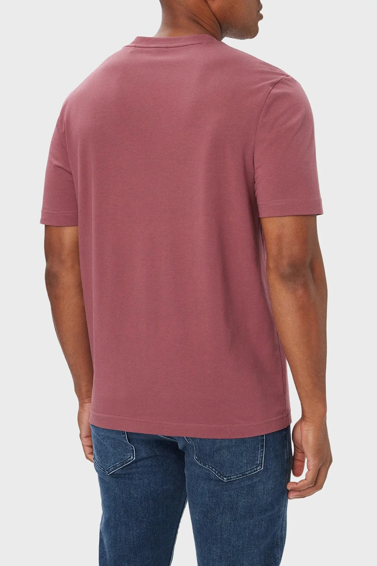 Boss Logolu Pamuklu Relaxed Fit Bisiklet Yaka Erkek T Shirt 50473278 618 Bordo - 3