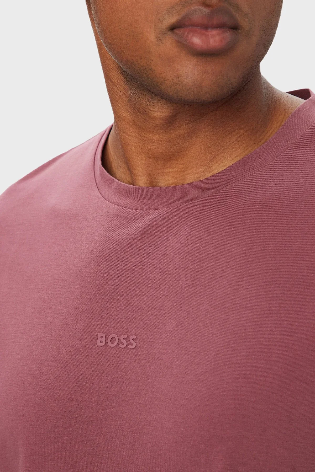 Boss Logolu Pamuklu Relaxed Fit Bisiklet Yaka Erkek T Shirt 50473278 618 Bordo - 5