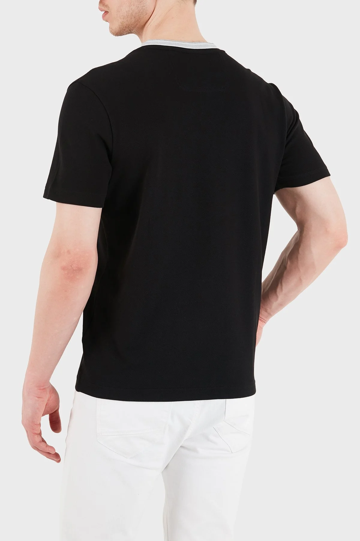Boss Logolu Pamuklu Slim Fit Bisiklet Yaka Erkek T Shirt 50575207 001 SİYAH - 3