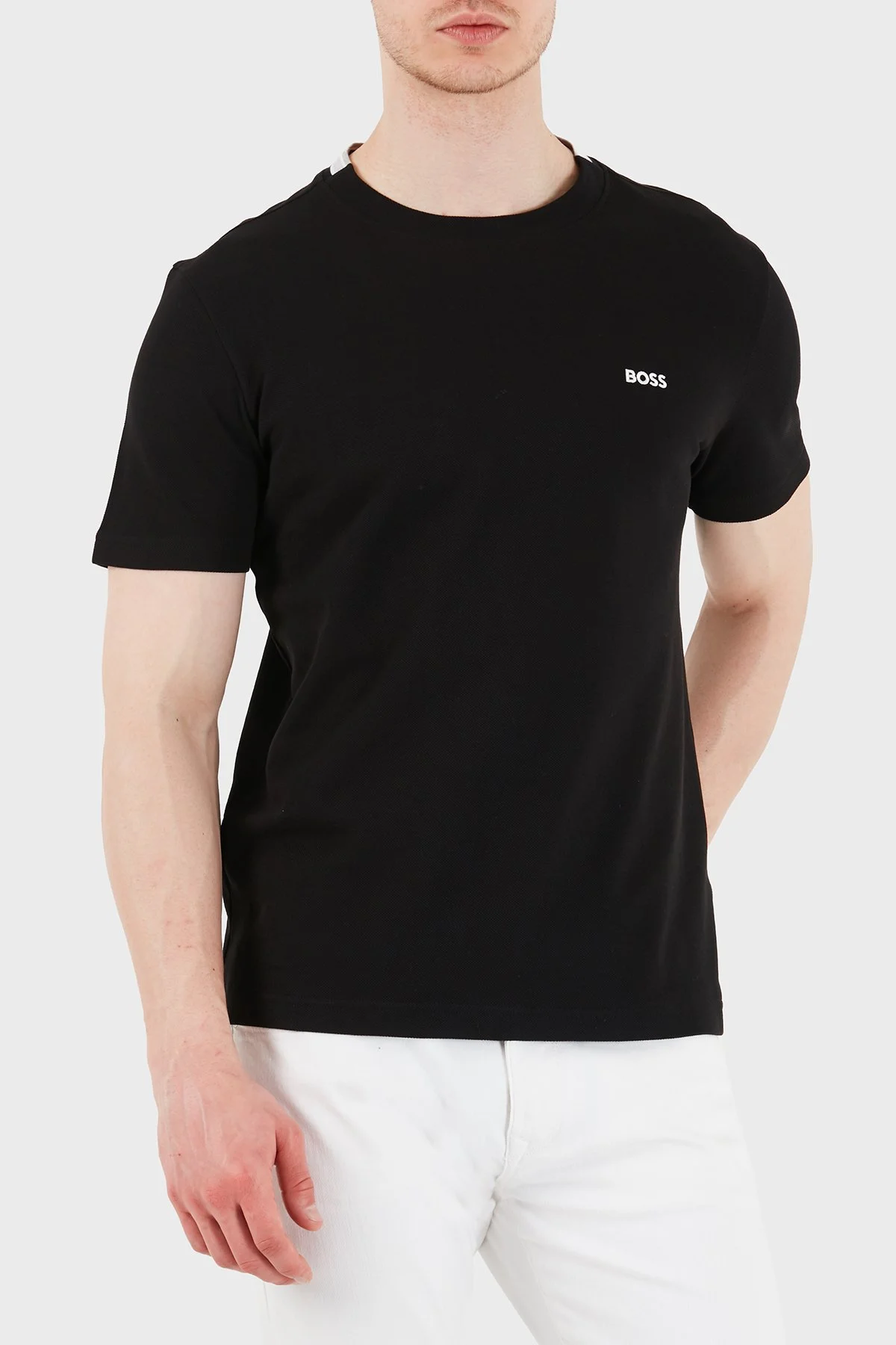 Boss Logolu Pamuklu Slim Fit Bisiklet Yaka Erkek T Shirt 50575207 001 SİYAH - 4