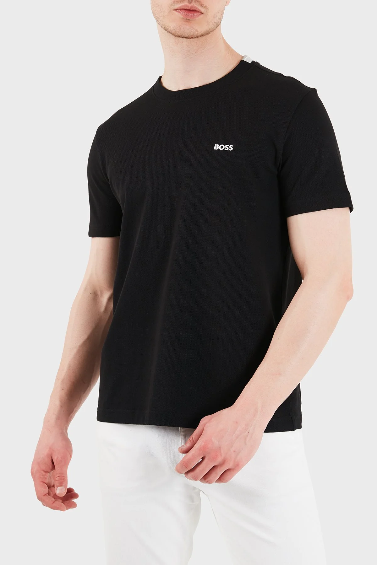 Boss Logolu Pamuklu Slim Fit Bisiklet Yaka Erkek T Shirt 50575207 001 SİYAH - 5