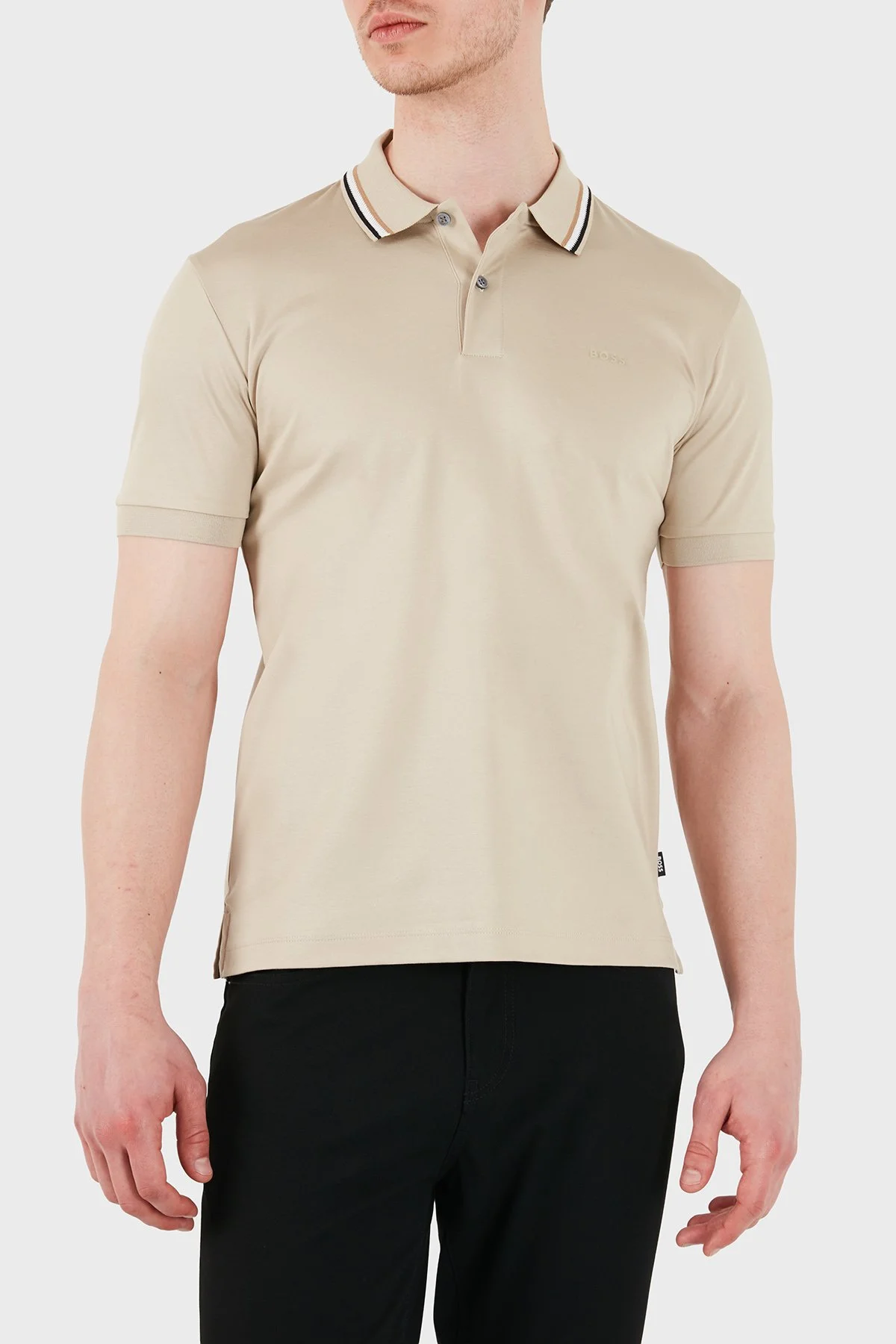 Boss Logolu Pamuklu Slim Fit Düğmeli Erkek Polo 50469360 286 BEJ - 1