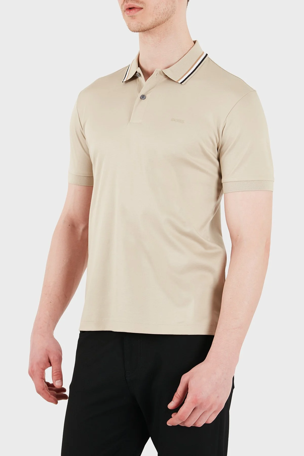 Boss Logolu Pamuklu Slim Fit Düğmeli Erkek Polo 50469360 286 BEJ - 5