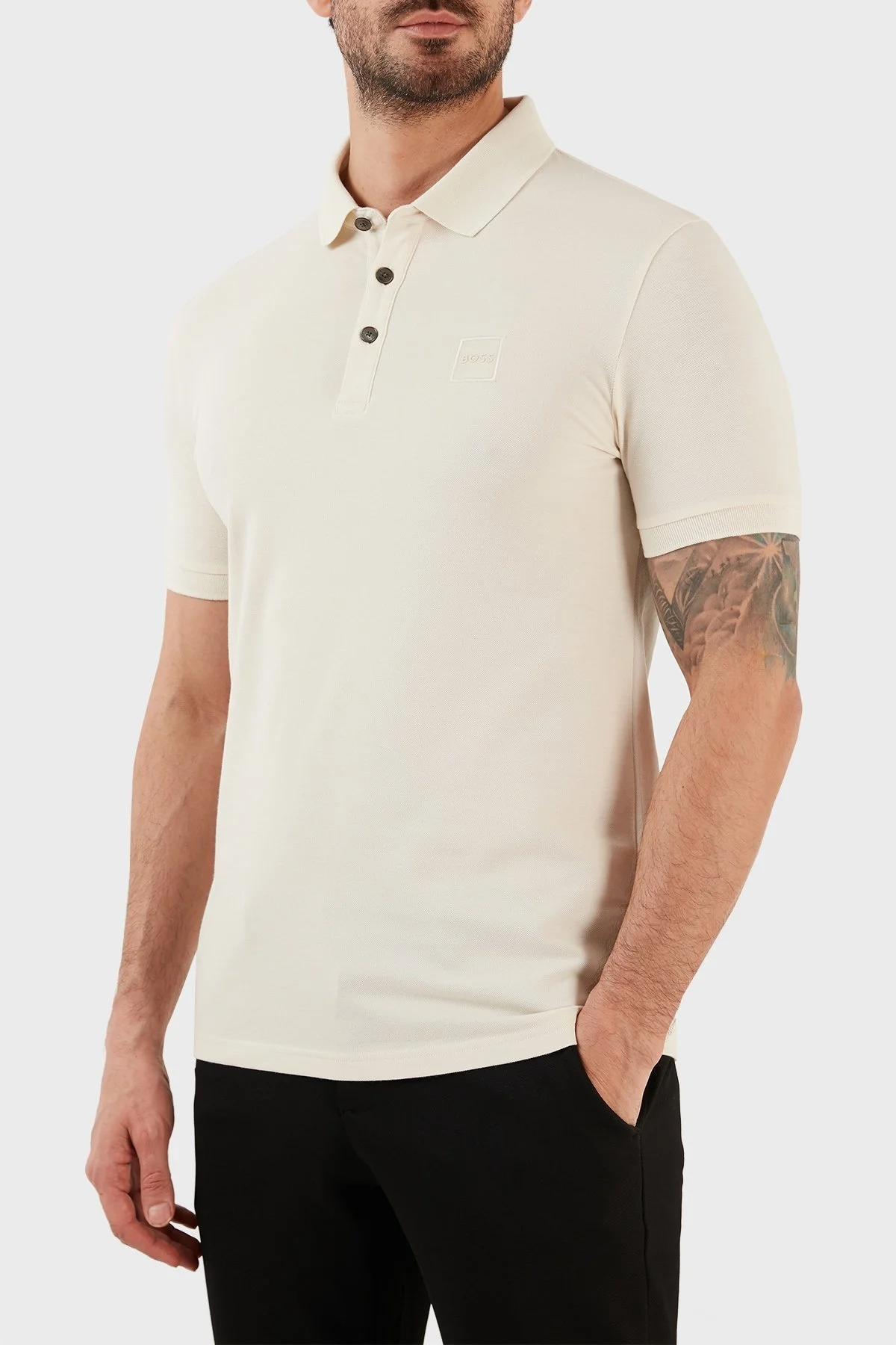 Boss Logolu Pamuklu Slim Fit Erkek Polo T Shirt 50472668 131 BEJ - 2
