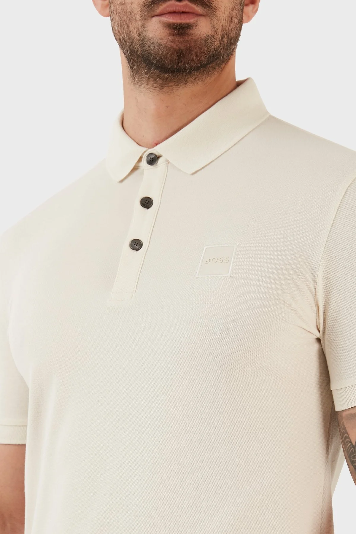 Boss Logolu Pamuklu Slim Fit Erkek Polo T Shirt 50472668 131 BEJ - 3
