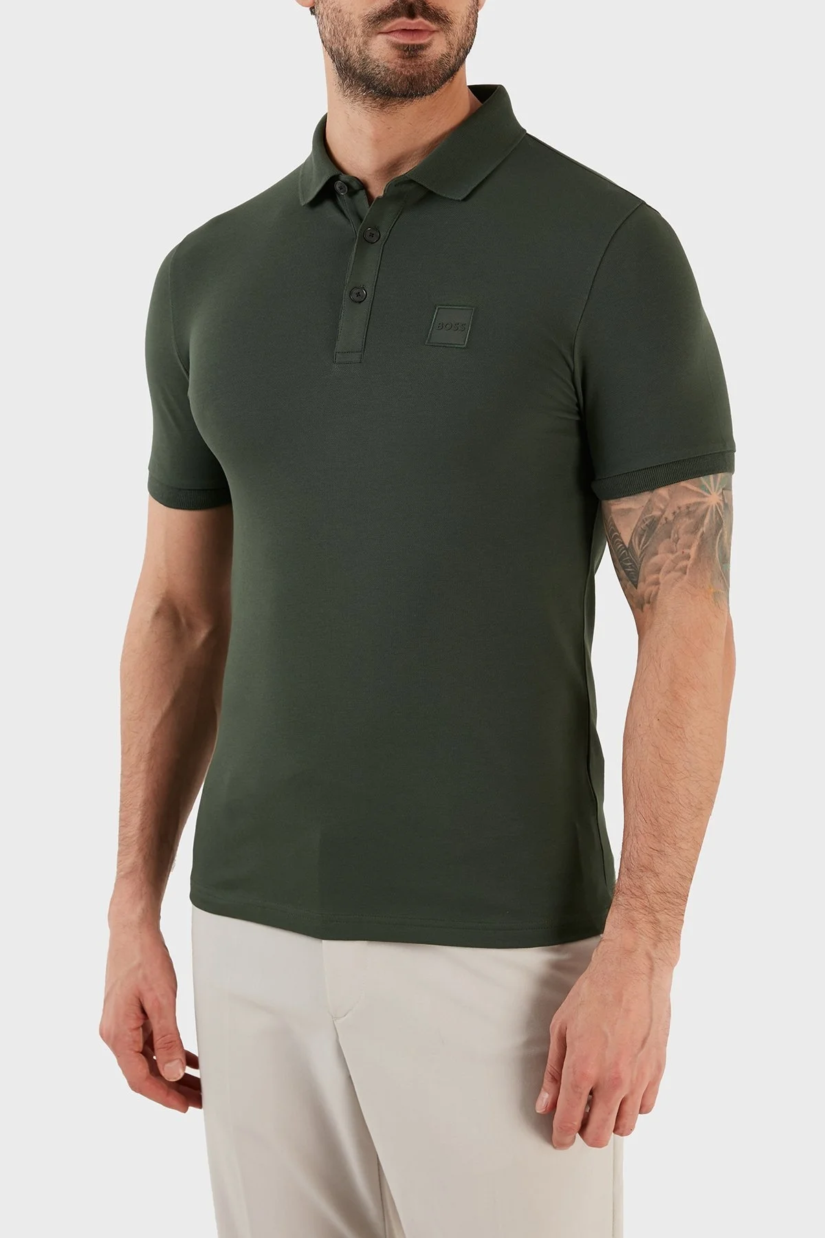 Boss Logolu Pamuklu Slim Fit Erkek Polo T Shirt 50472668 304 HAKİ - 2