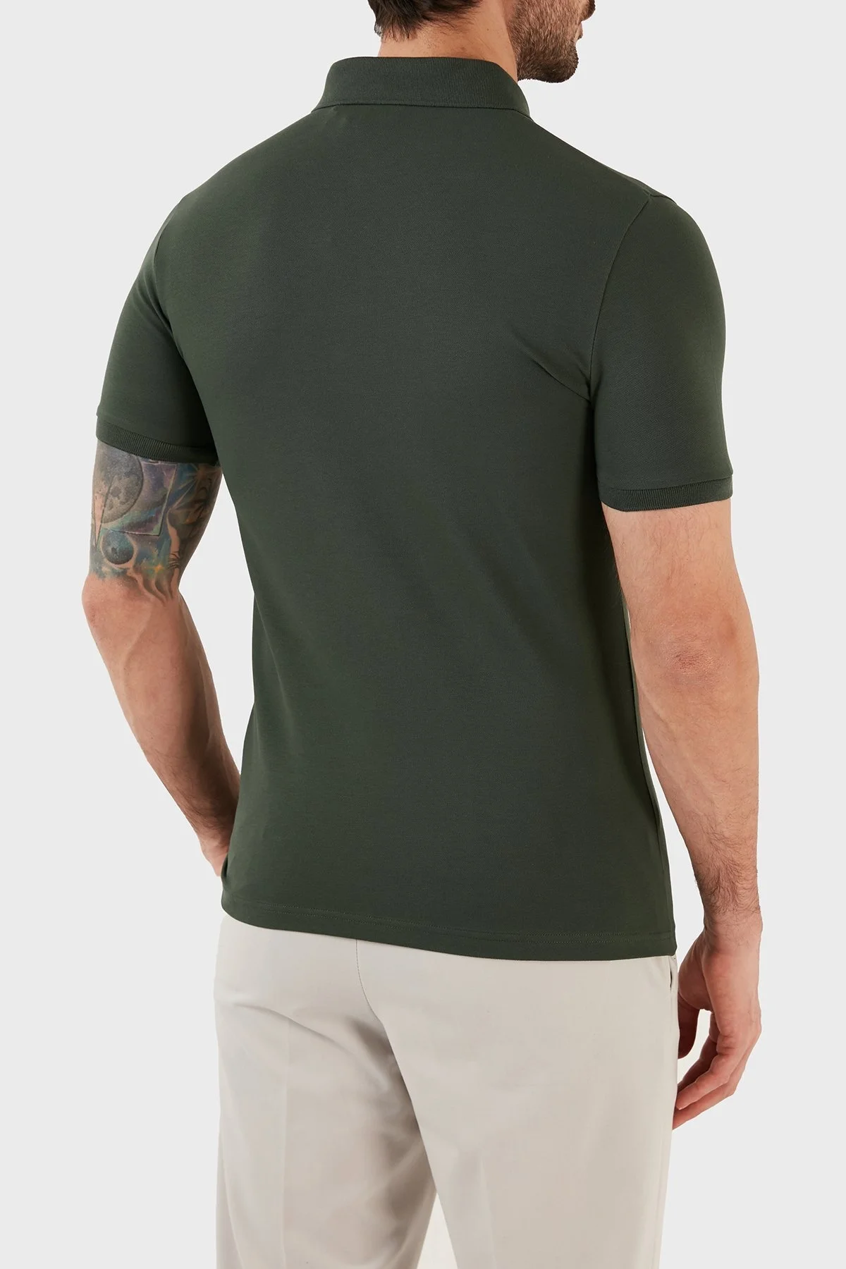 Boss Logolu Pamuklu Slim Fit Erkek Polo T Shirt 50472668 304 HAKİ - 5