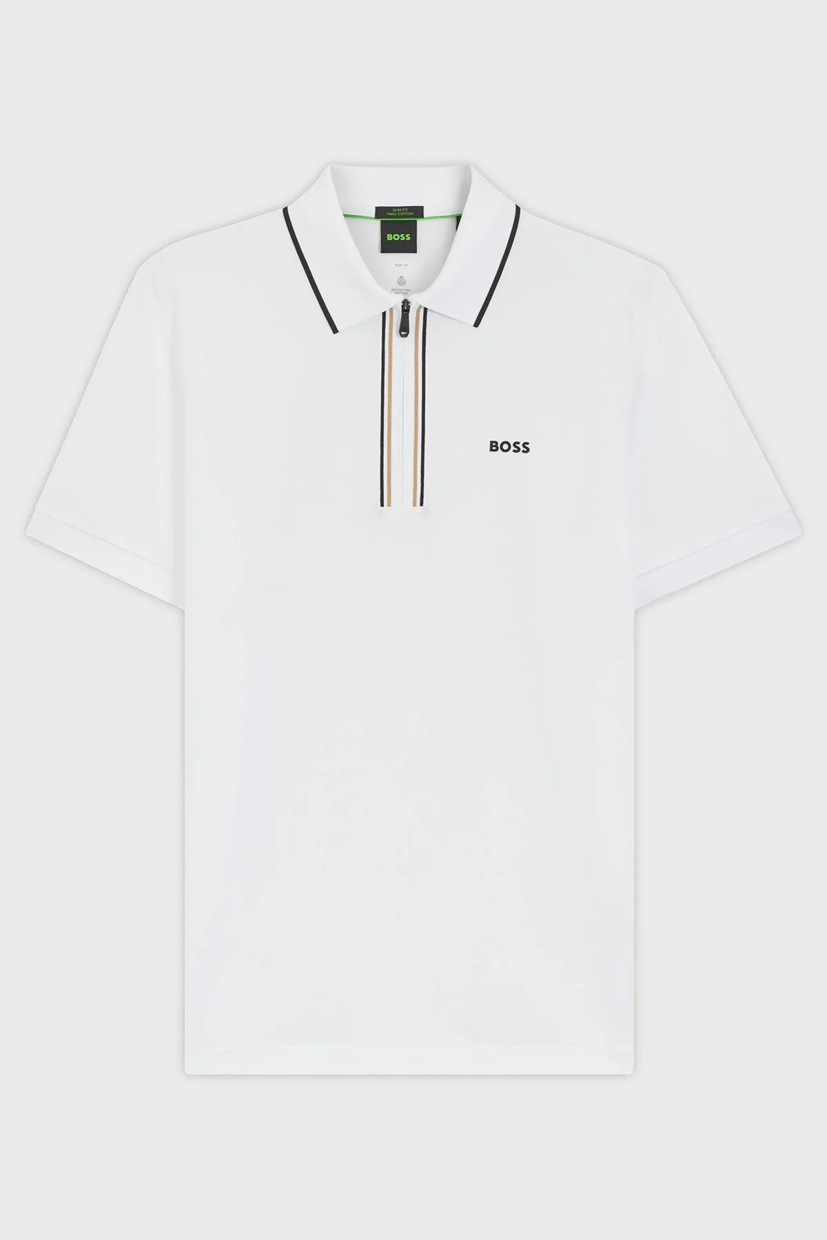 Boss Logolu Pamuklu Slim Fit Yaırım Fermuarlı Erkek Polo 50555698 100 BEYAZ - 5