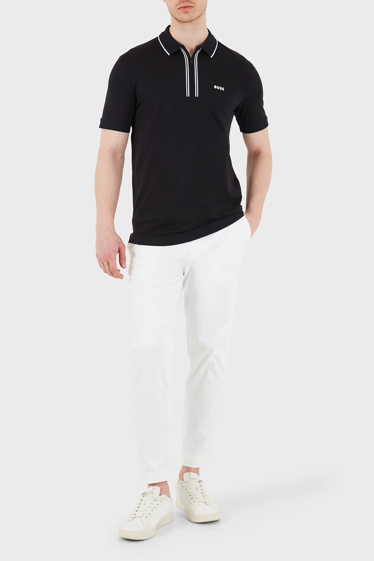 Boss Logolu Pamuklu Slim Fit Yaırım Fermuarlı Erkek Polo 50555698 404 LACİVERT - 2