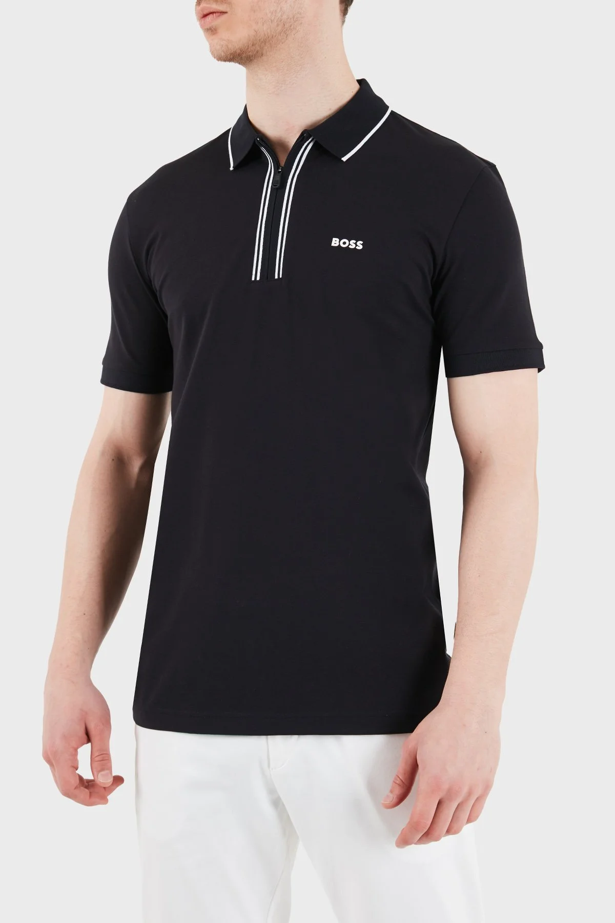 Boss Logolu Pamuklu Slim Fit Yaırım Fermuarlı Erkek Polo 50555698 404 LACİVERT - 4