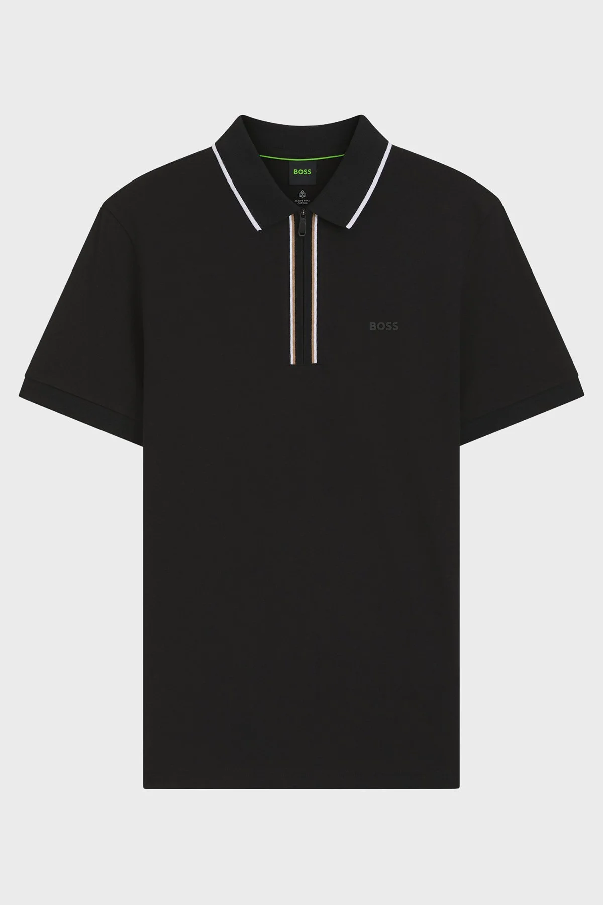 Boss Logolu Pamuklu Slim Fit Yarım Fermuarlı Erkek Polo 50555698 001 SİYAH - 5