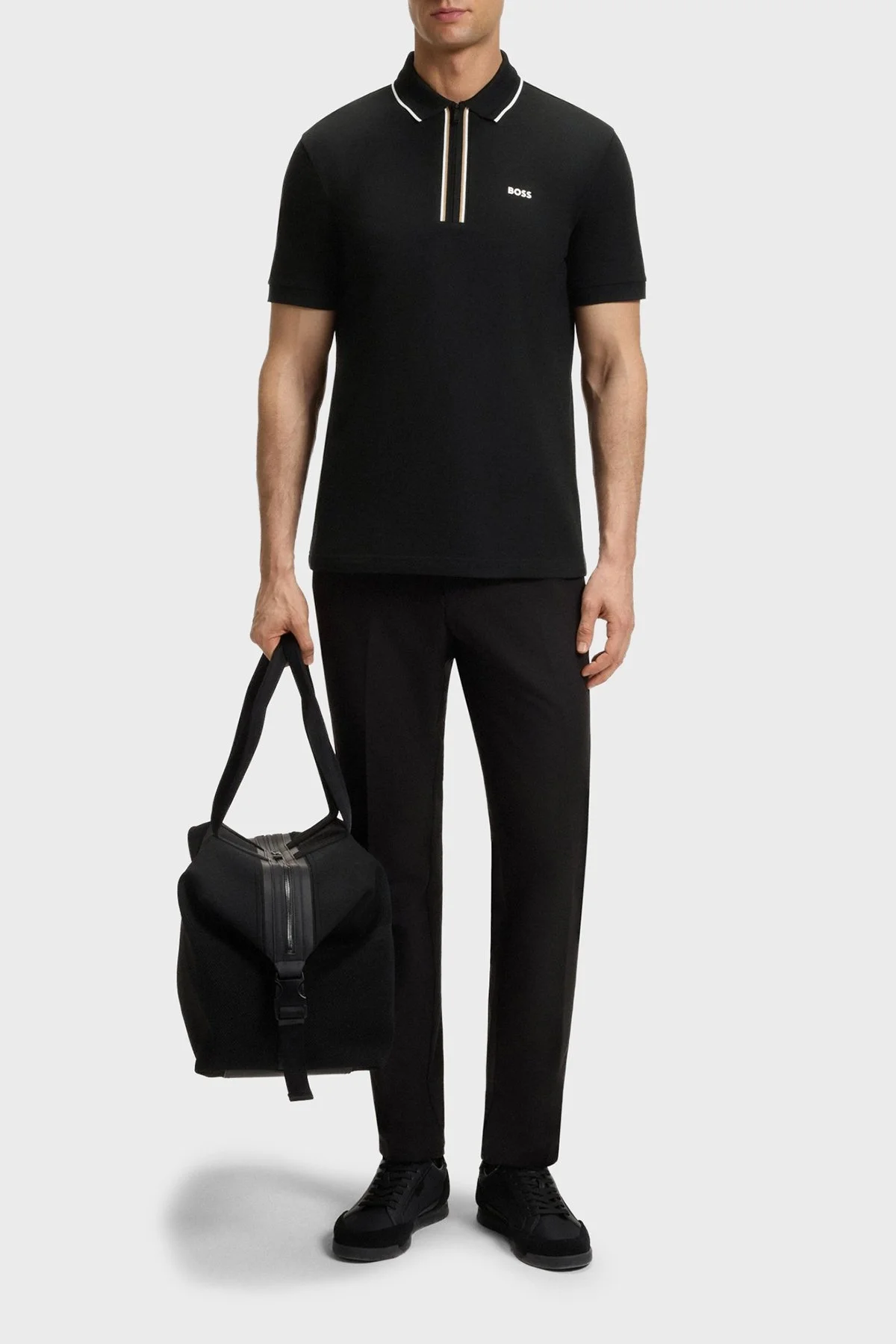Boss Logolu Pamuklu Slim Fit Yarım Fermuarlı Erkek Polo Yaka T Shirt 50544450 001 SİYAH - 2