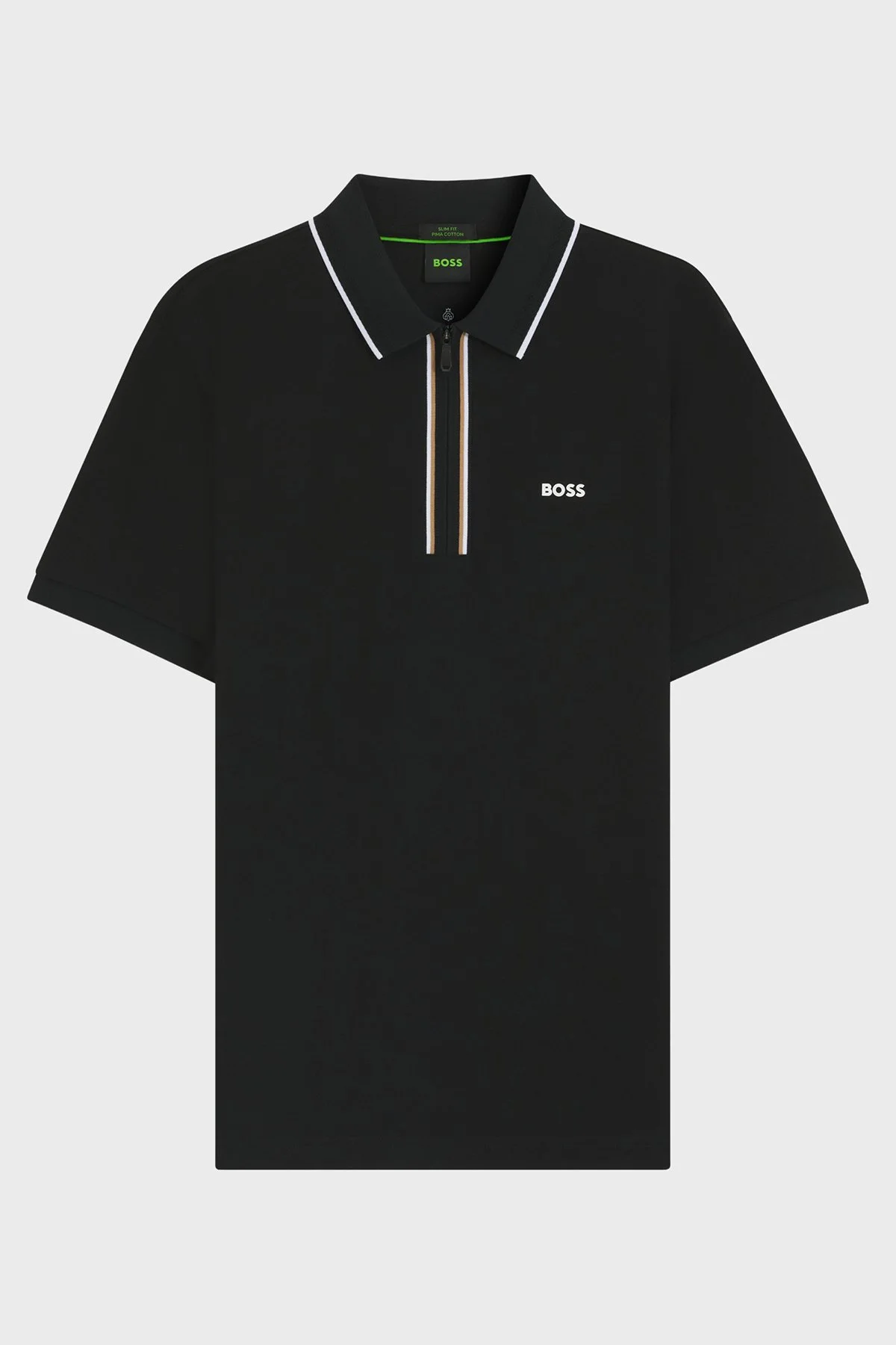 Boss Logolu Pamuklu Slim Fit Yarım Fermuarlı Erkek Polo Yaka T Shirt 50544450 001 SİYAH - 5