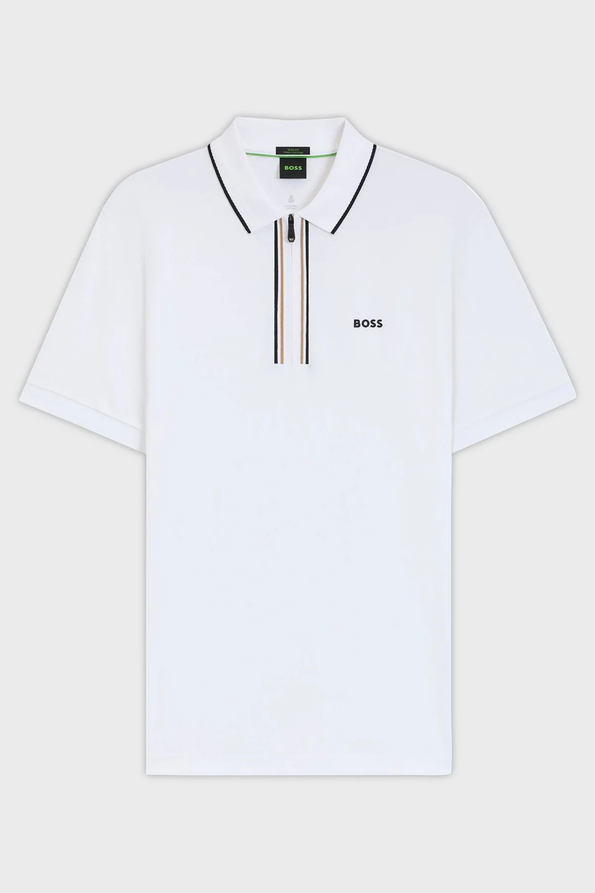 Boss Logolu Pamuklu Slim Fit Yarım Fermuarlı Polo Yaka Erkek T Shirt 50544450 100 BEYAZ - 5