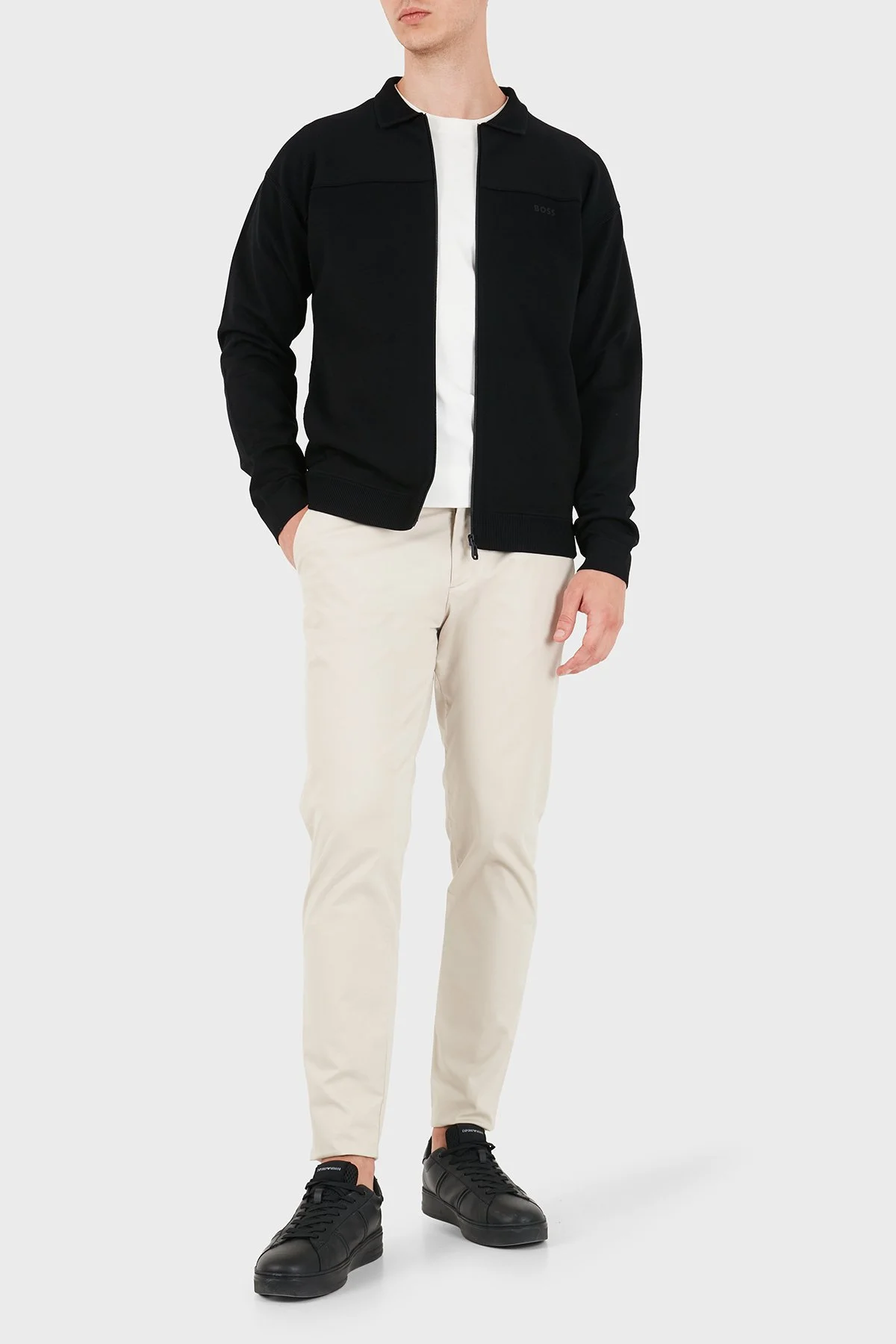 Boss Logolu Polo Yaka Regular Fit Erkek Hırka 50563383 001 Siyah - 2