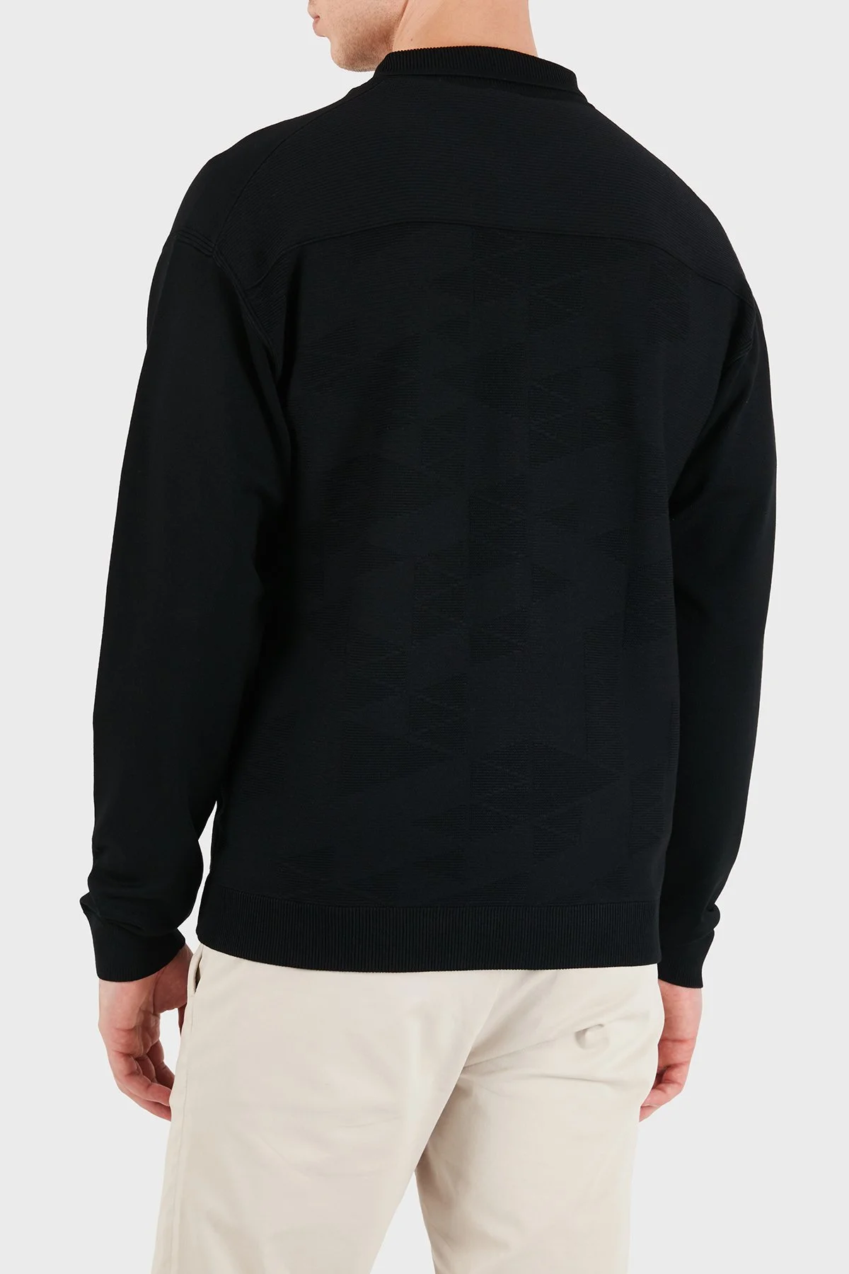 Boss Logolu Polo Yaka Regular Fit Erkek Hırka 50563383 001 Siyah - 3