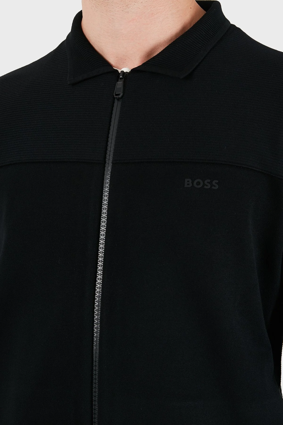 Boss Logolu Polo Yaka Regular Fit Erkek Hırka 50563383 001 Siyah - 7