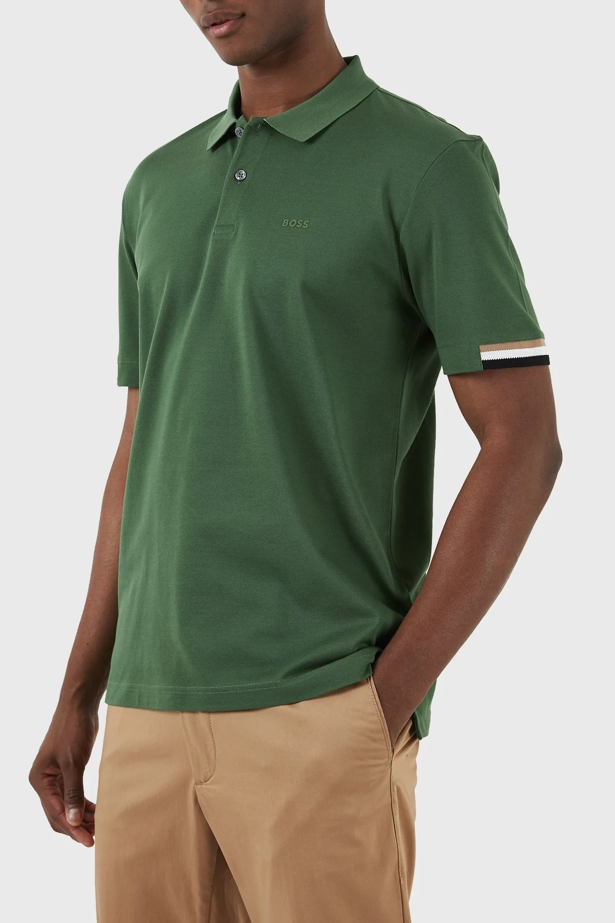Boss Logolu Regular Fit % 100 Pamuk Düğmeli Erkek Polo Yaka T Shirt 50467113 348 YEŞİL - 2
