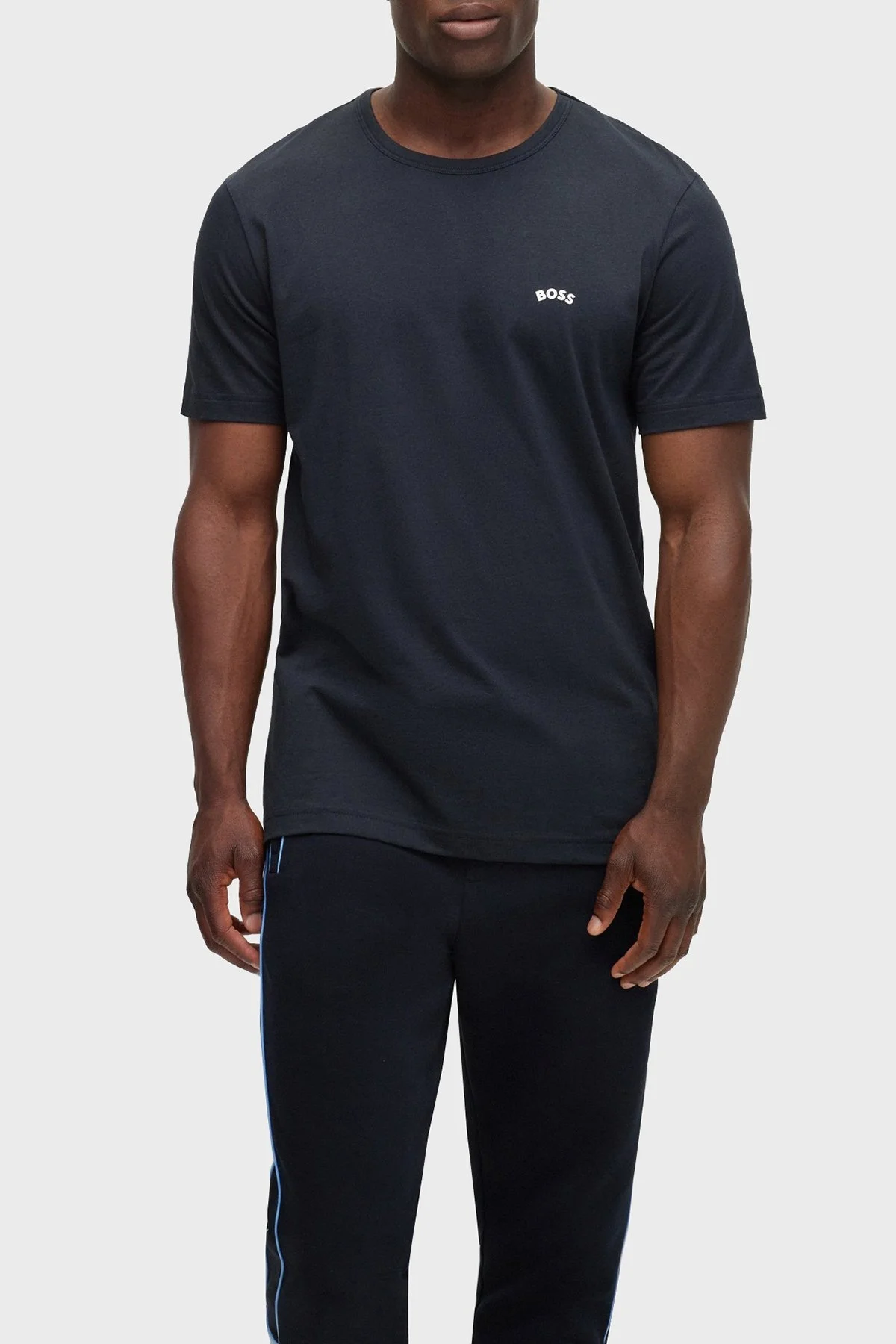 Boss Logolu Regular Fit Bisiklet Yaka % 100 Pamuk Erkek T Shirt S 50469045 402 LACİVERT - 1