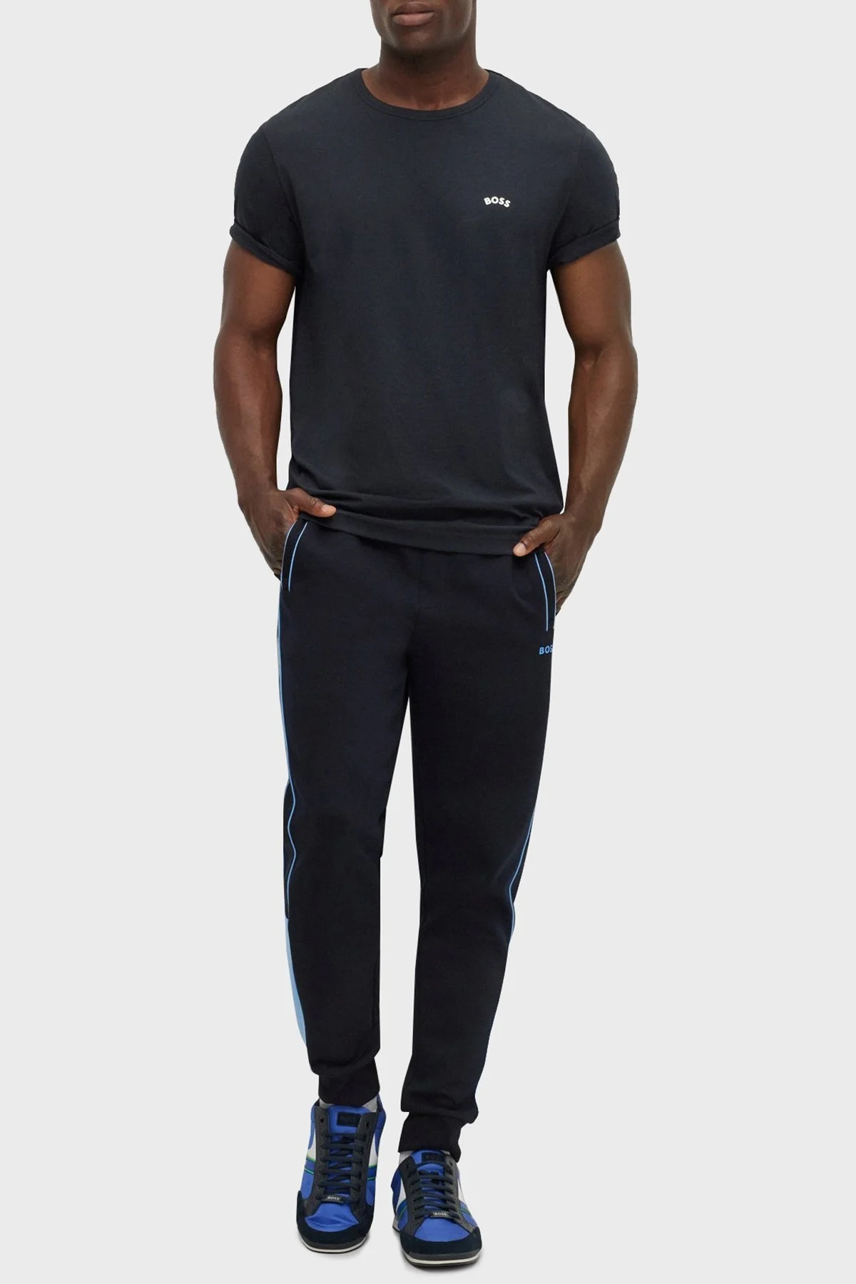 Boss Logolu Regular Fit Bisiklet Yaka % 100 Pamuk Erkek T Shirt S 50469045 402 LACİVERT - 2