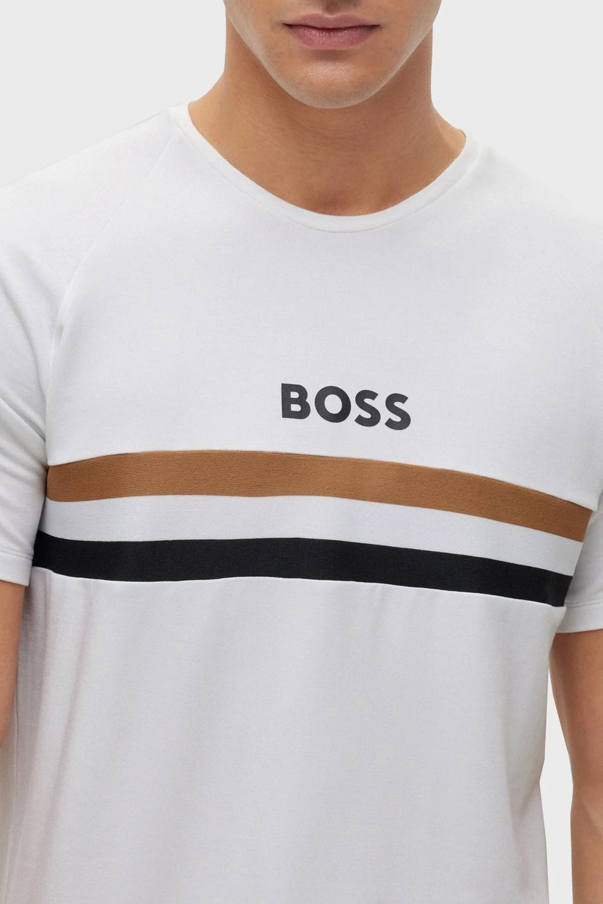 Boss Logolu Regular Fit Bisiklet Yaka Erkek T Shirt 50491487 100 BEYAZ - 4