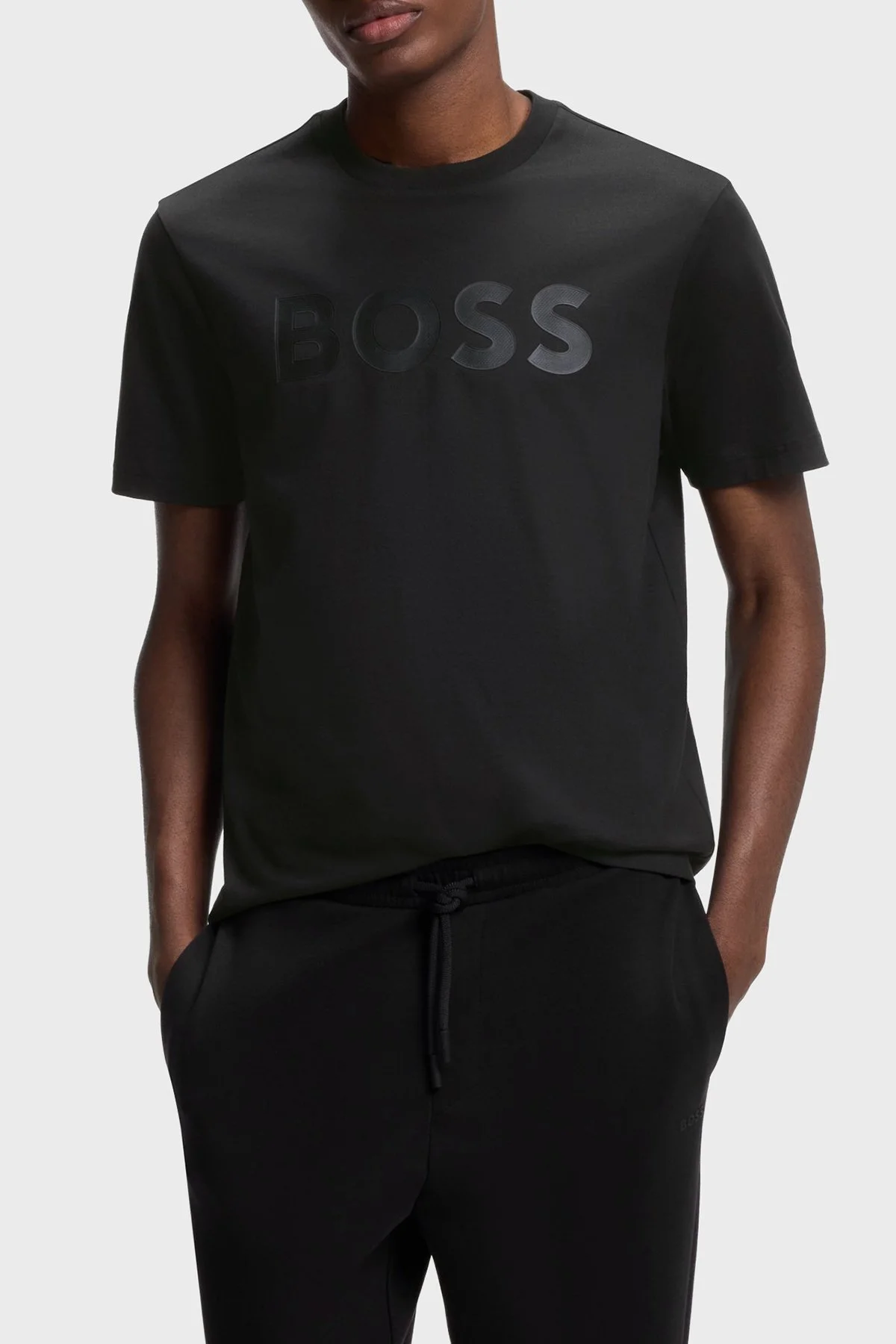 Boss Logolu Regular Fit Bisiklet Yaka Erkek T Shirt 50566883 001 Siyah - 1