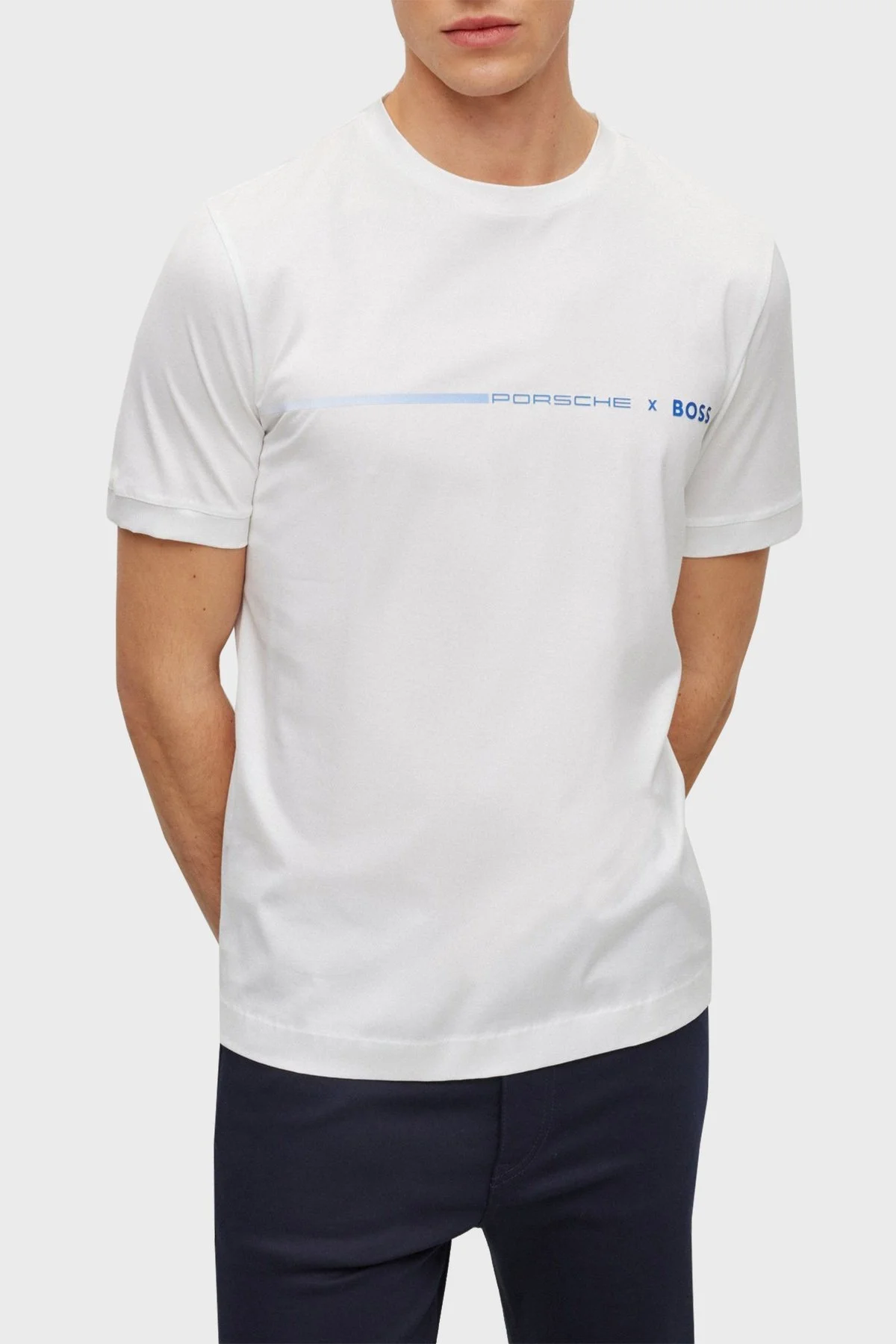 Boss Logolu Regular Fit Bisiklet Yaka Merserize Pamuklu Erkek T Shirt 50492425 100 BEYAZ - 1