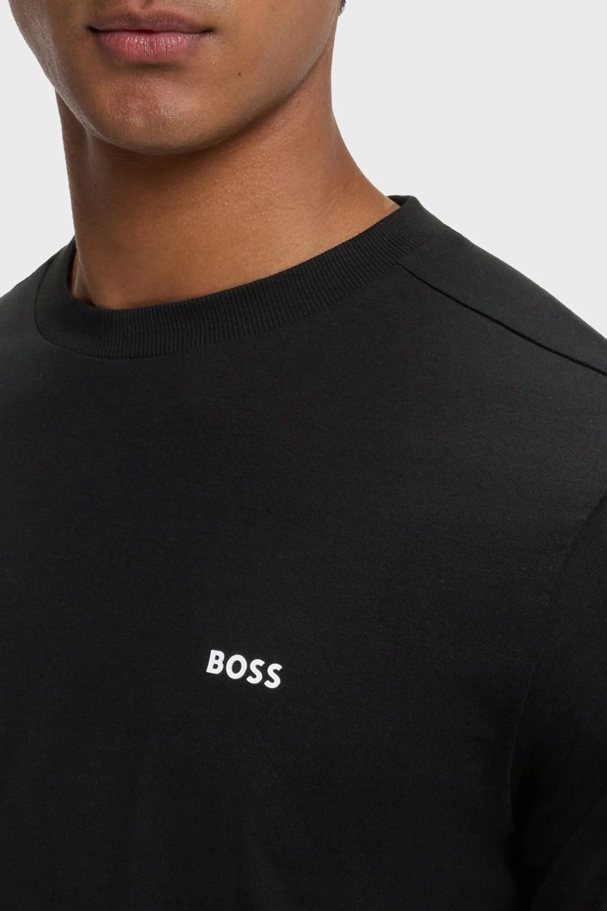 Boss Logolu Regular Fit Bisiklet Yaka Uzun Kollu Erkek Sweat 50506365 001 Siyah - 3