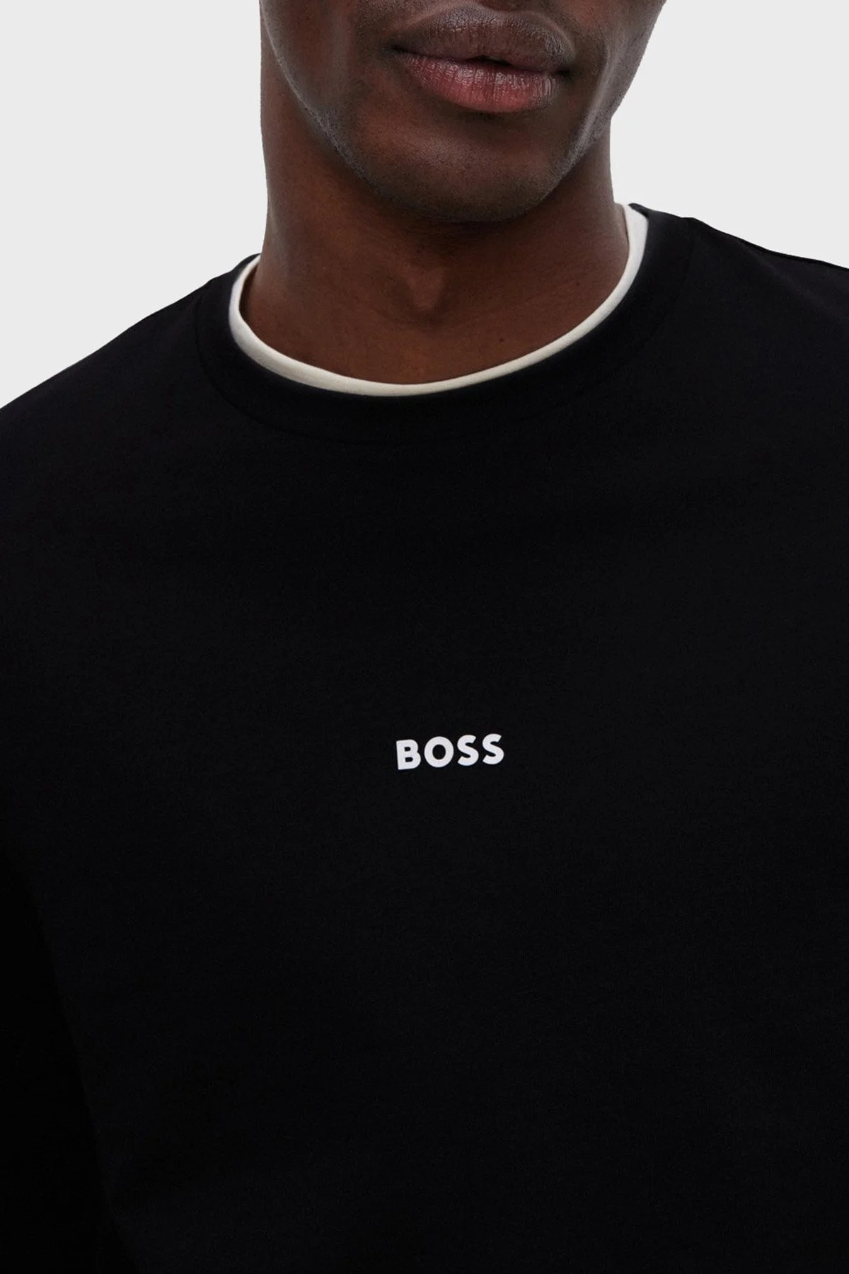 Boss Logolu Regular Fit Bisiklet Yaka Uzun Kollu Pamuklu Erkek T Shirt 50473286 001 SİYAH - 3