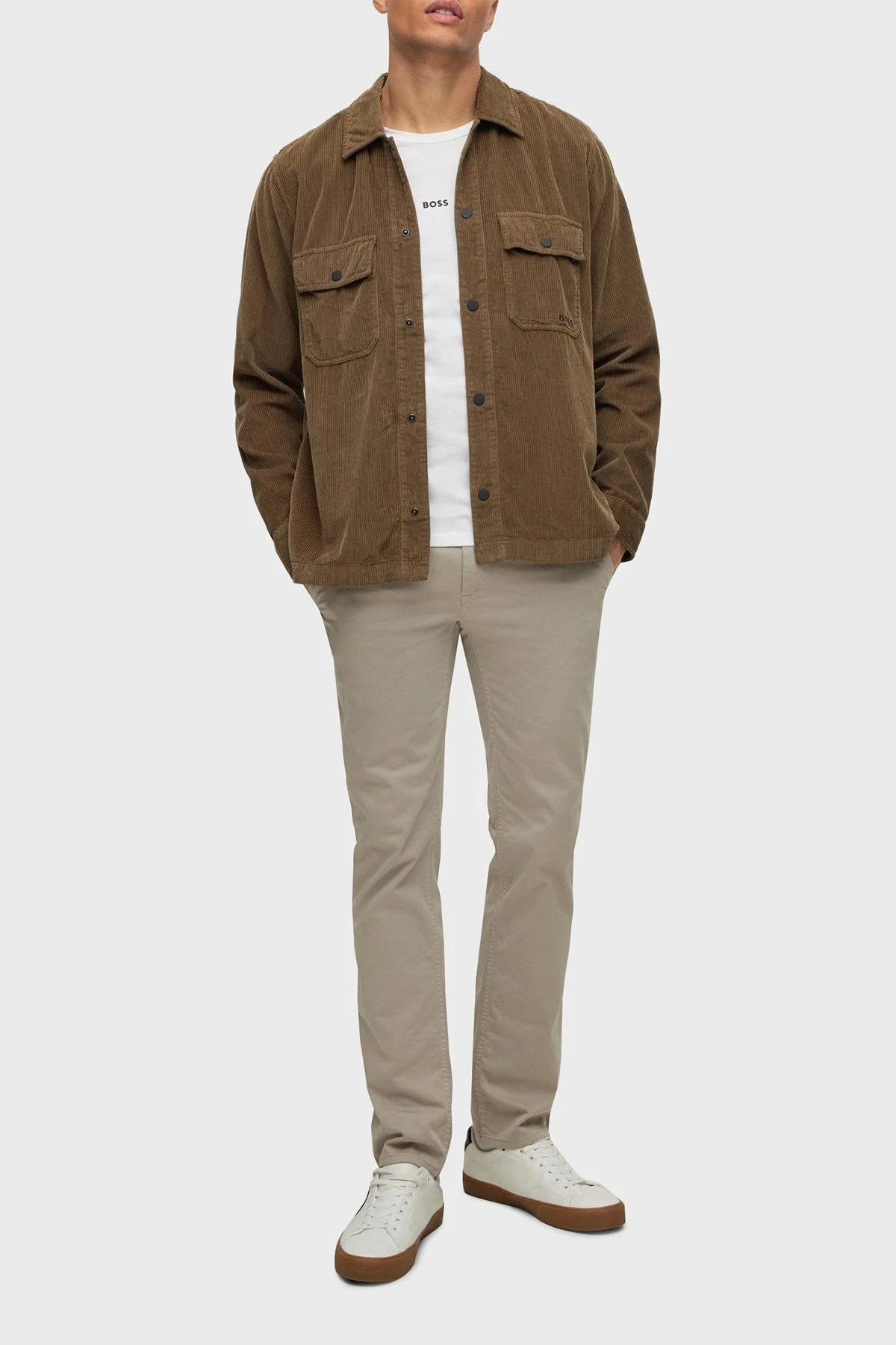 Boss Logolu Regular Fit Bisiklet Yaka Uzun Kollu Pamuklu Erkek T Shirt 50473286 100 BEYAZ - 2