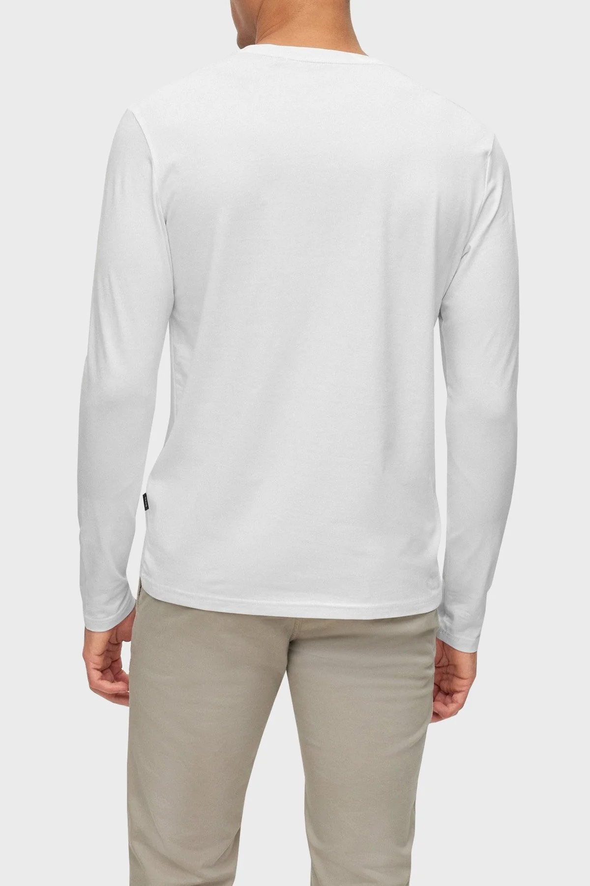 Boss Logolu Regular Fit Bisiklet Yaka Uzun Kollu Pamuklu Erkek T Shirt 50473286 100 BEYAZ - 3